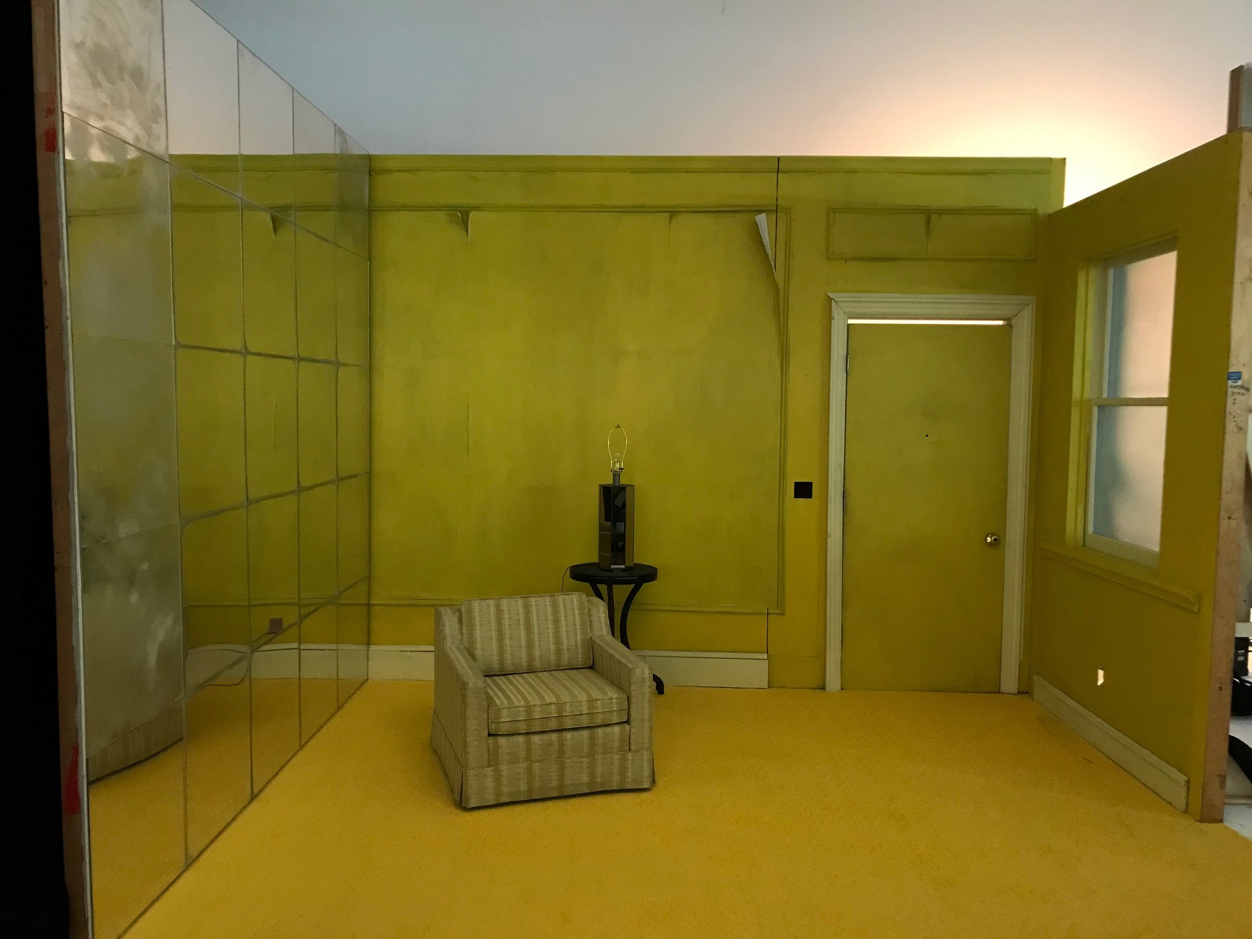 Painted and patina’d walls and mirrored wall for Interview Mag