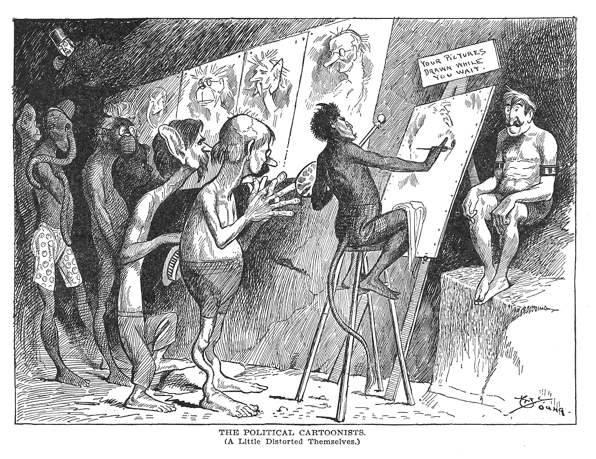 Cartoonists in Hell, 1901. Click image to enlarge. 