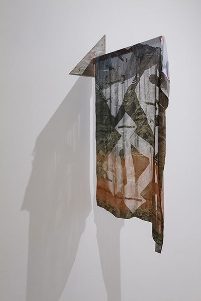 Branded Cliffs Digital Print on Satin, Fiber-etching, Plywood, Paint, 50" x 42"