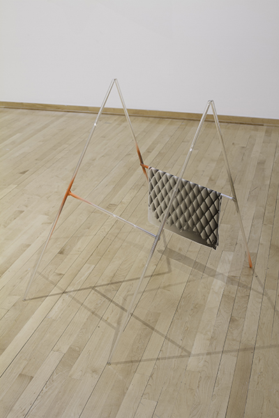 Invisible A-Frame Digital Print on Silk, Glass, Road-marking Paint, Spray Paint, 35" x 36" x 22" 