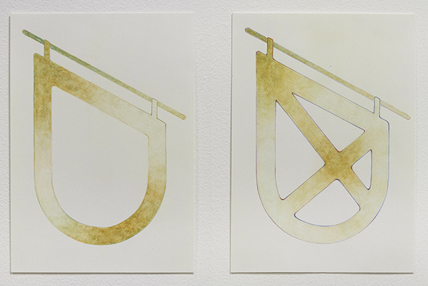 A Double Hanging , Colored Pencil on Bristol, 7” x 5” each, 2016