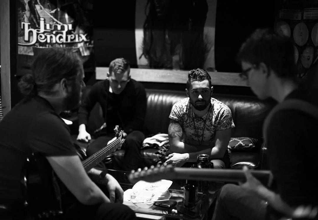In studio with Belvue planing out some new guitar parts! Photo by Joseph Forsyth.
