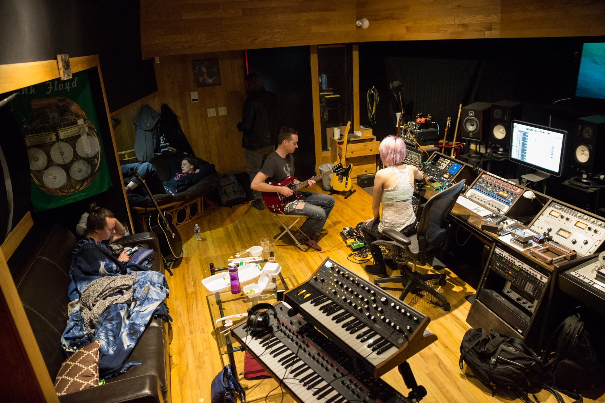 More guitars with REND. Yes... there is lots of space to stretch out and eat sushi and take a nap. Photo by Sean Peacock.