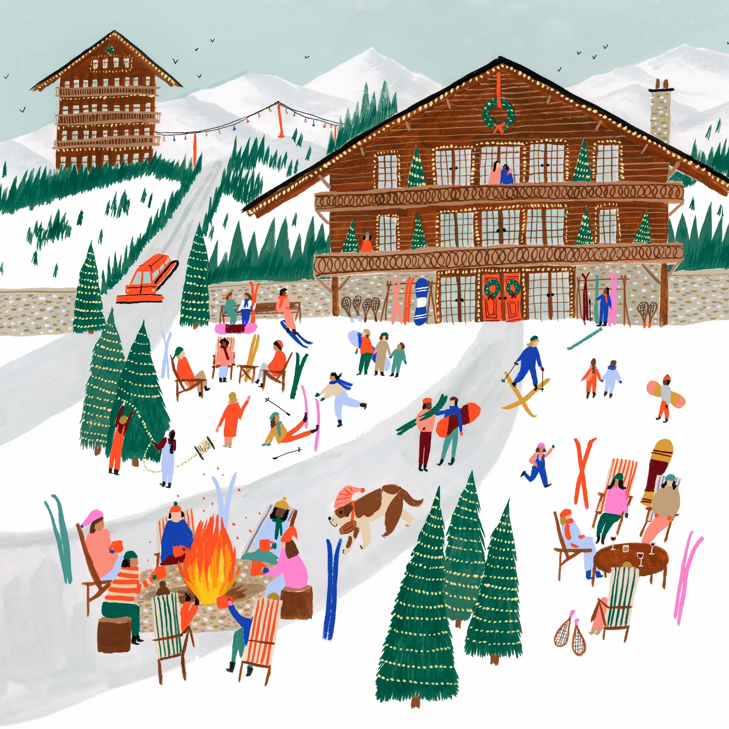 Another illustration I did for the @westelm holiday collection ⛷️ This was one of my favorites to work on and it&rsquo;s now on a pillow 😊