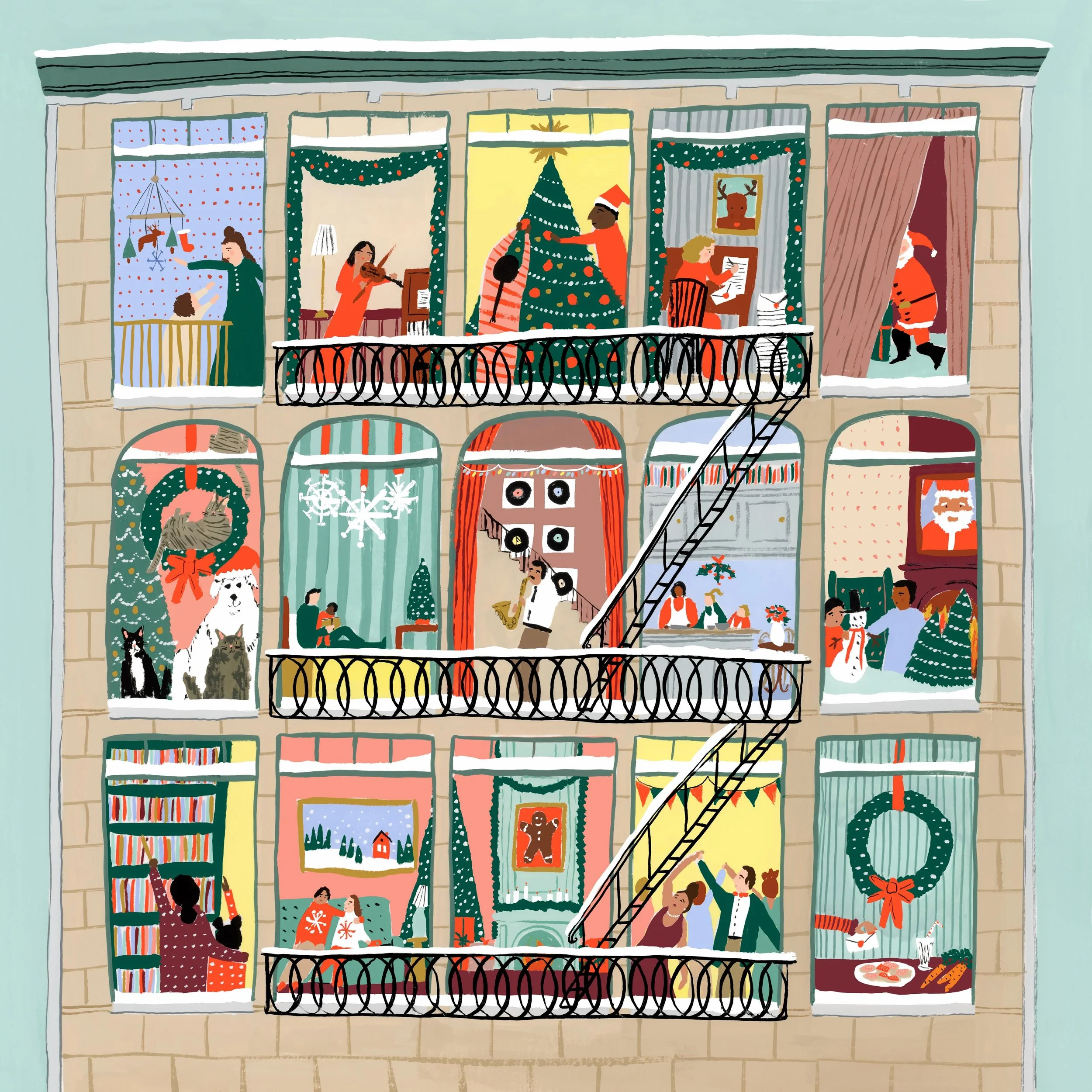 Even though it&rsquo;s barely Fall, I&rsquo;m sharing this new holiday pillow I illustrated for @westelm because these tend to go fast 😁 I had so much fun brainstorming the little scenes for the windows. My personal favorite is the big Great Pyrenee