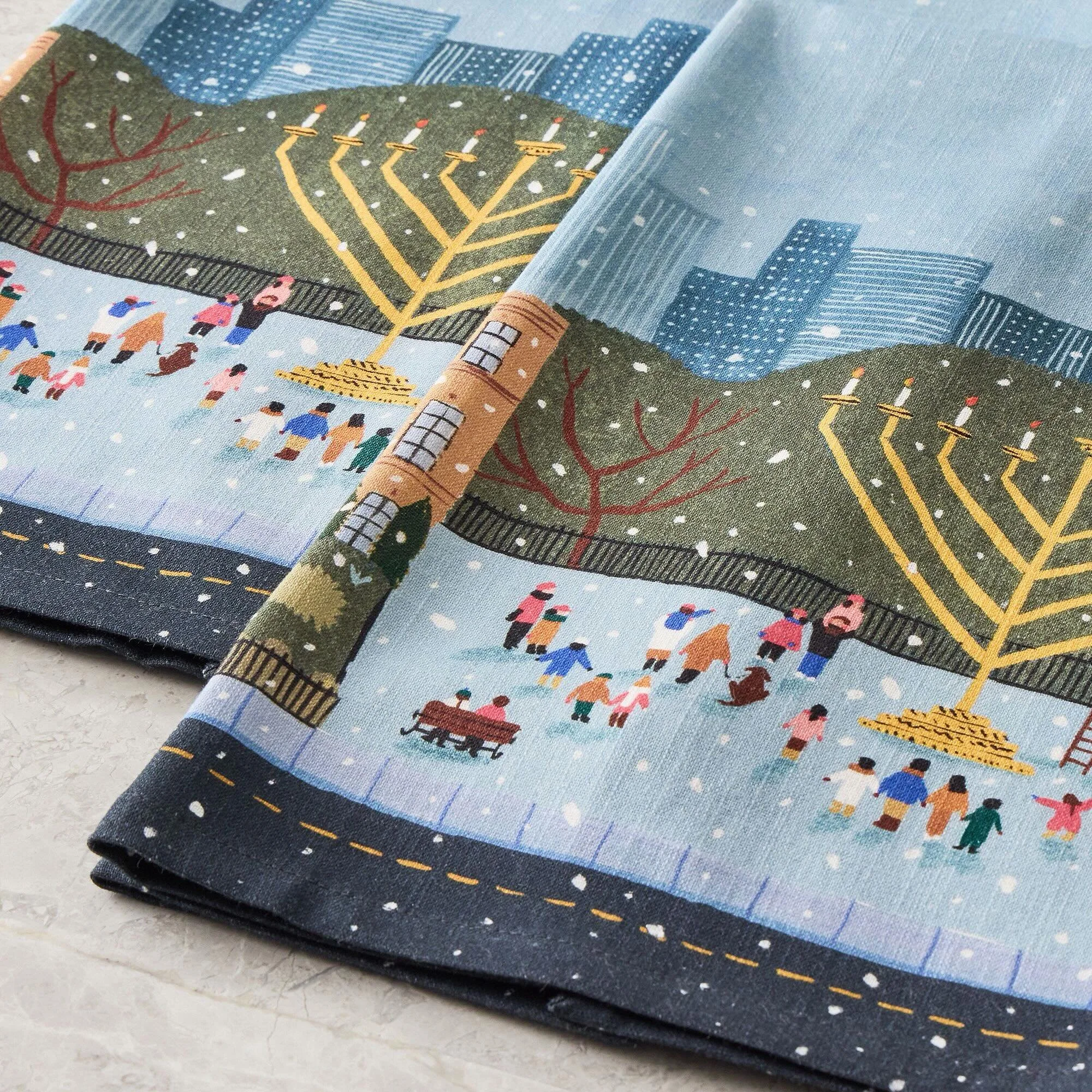 New this year in collaboration with @westelm - a Menorah lighting tea towel ✨ The colors on these are even more vibrant in person!