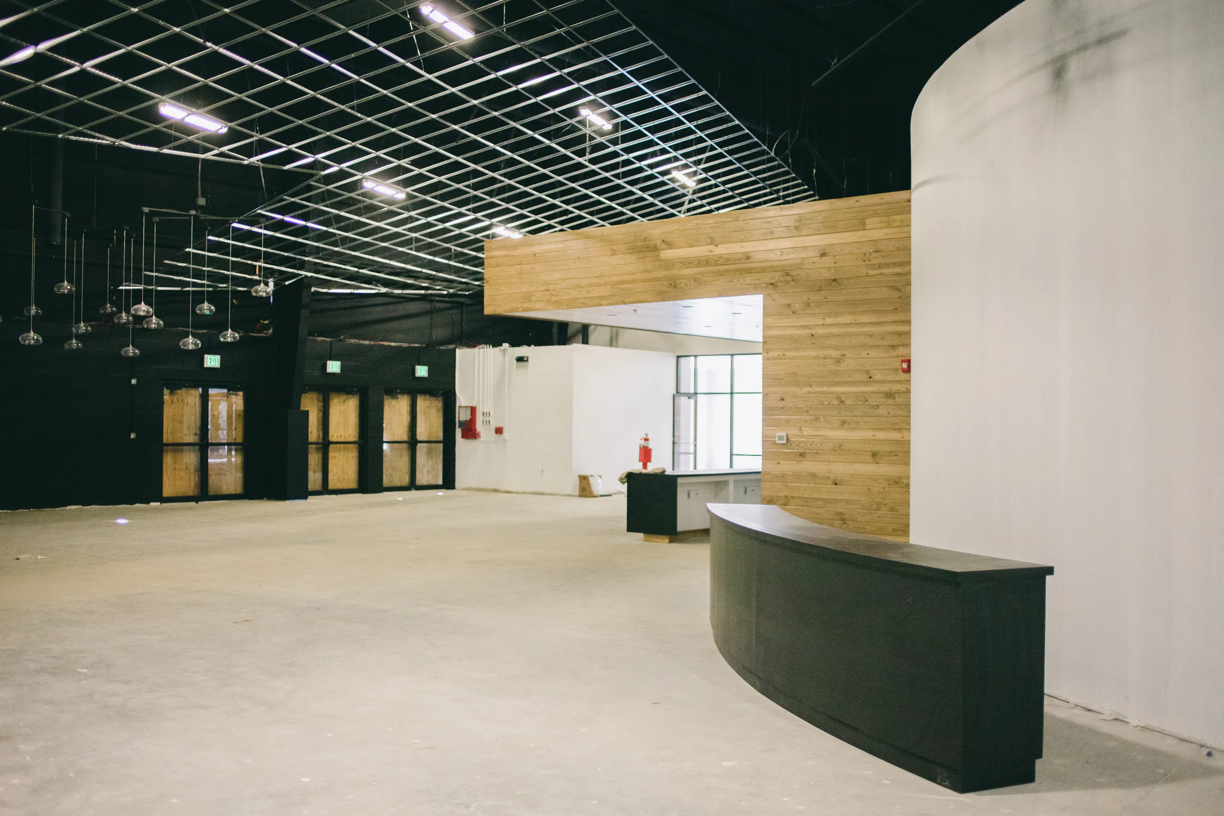 Inside lobby view from Guest Services, facing main entrance and Kids check-in