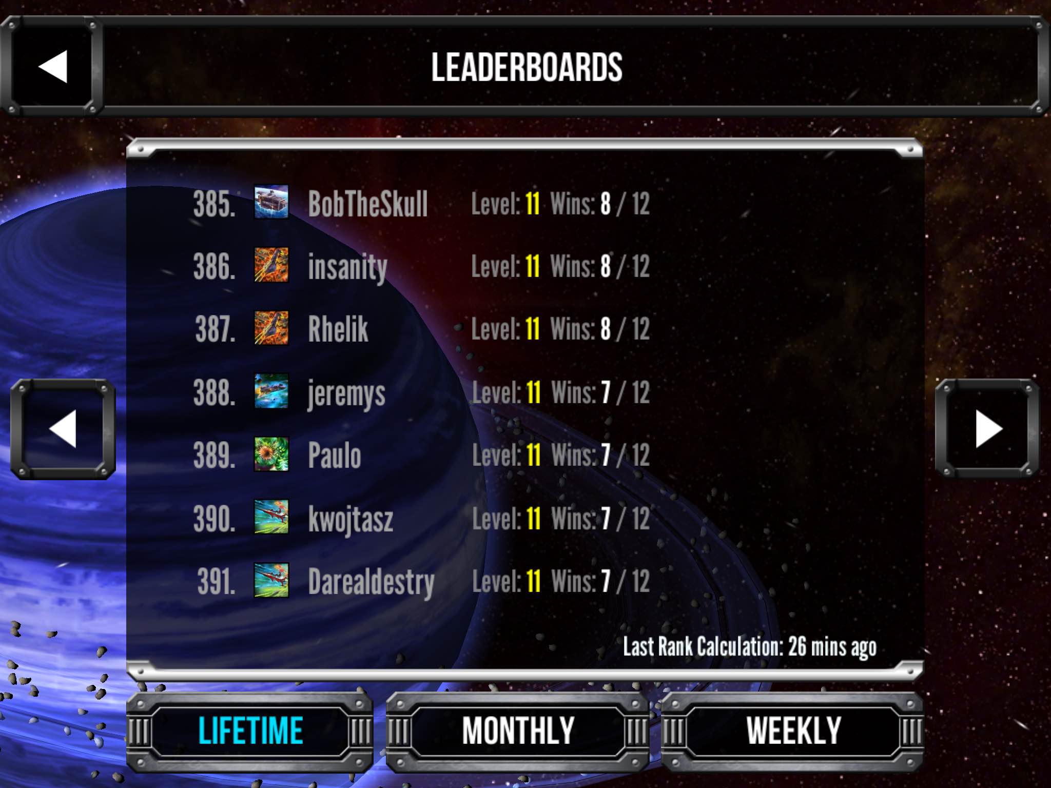Star Realms Gambit Leaderboards