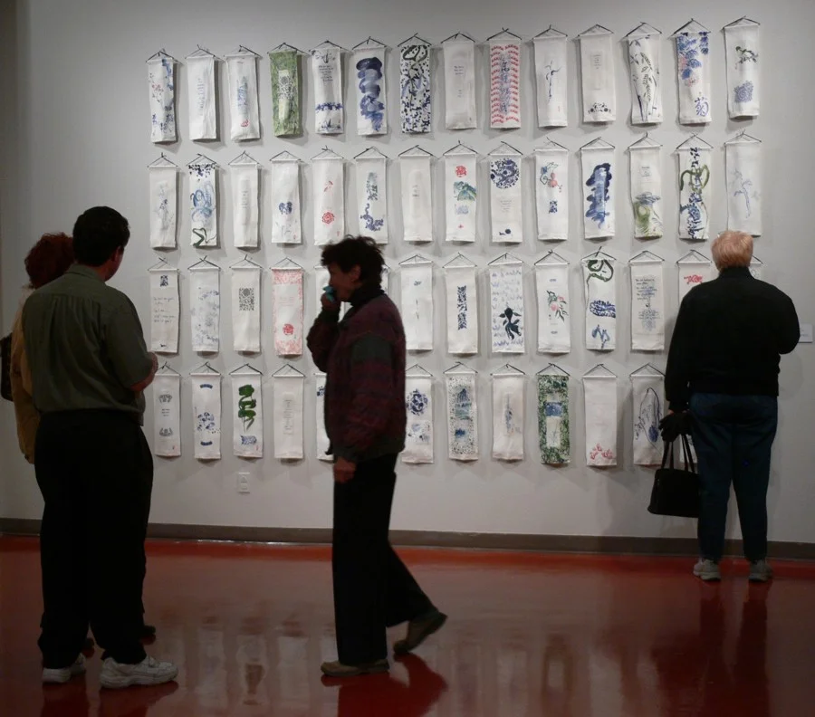56 SCROLLS, details ceramic, ribbon, wood (collaborative with Weihong)