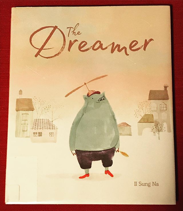 The question of whether pigs could fly is not new to picture books; neither is the desire to fly rare. If an engineer/inventor character in a STEM-book isn’t constructing a robot, it’s a flying contraption. The Dreamer is a lesson in why I shouldn’t underestimate an artist’s ability to make something new from recycled parts. “Once there was a pig who admired birds,” the book begins. He doesn’t merely wish he could fly. He doesn’t wish he were a bird. He *admired* the birds. And he wanted to “join” them and when they migrated, he wanted to “follow.” Already Il Sung Na sets an unusual tone.
The dynamic of not only pursuing the dream, but refining the process along the way is striking. As is how Il Sung Na illustrates–in an accessible and often humorous way–the dreamer observing, experiencing awe and inspiration, imagining, listening, and formulating, of collaborating and trying again and again, and to not even end the story there. The dreamer remains unfinished.
Paint me impressed with this beautifully nuanced, honest, and endearing portrayal of a dreamer. You’ll want to add this to those STEAM libraries, there are not too many like it—yet.
#thedreamer @ilsungna @chroniclebooks 2018. full #bookreview link in profile. #leslied #picturebooks #stem #steam #stembooks #kidsbooks #asianpacificamericanheritagemonth