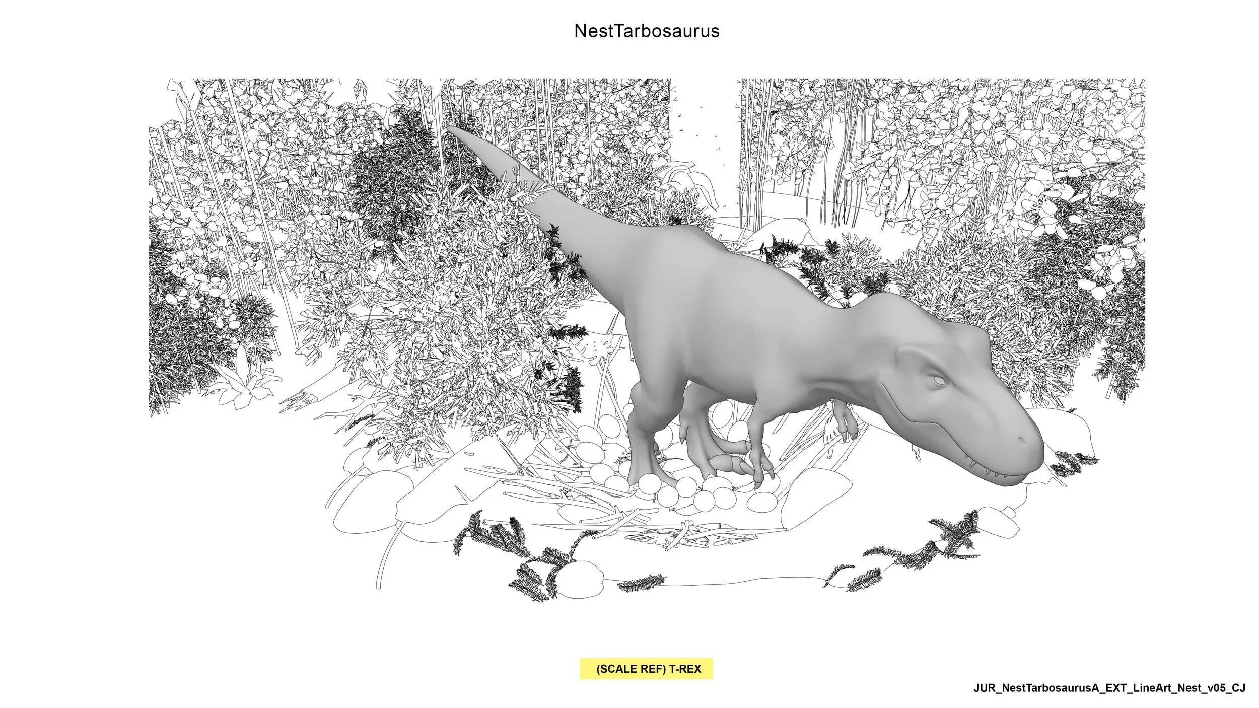 JUR_NestTarbosaurusA_EXT_LineArt_Nest_v05_CJ.jpg