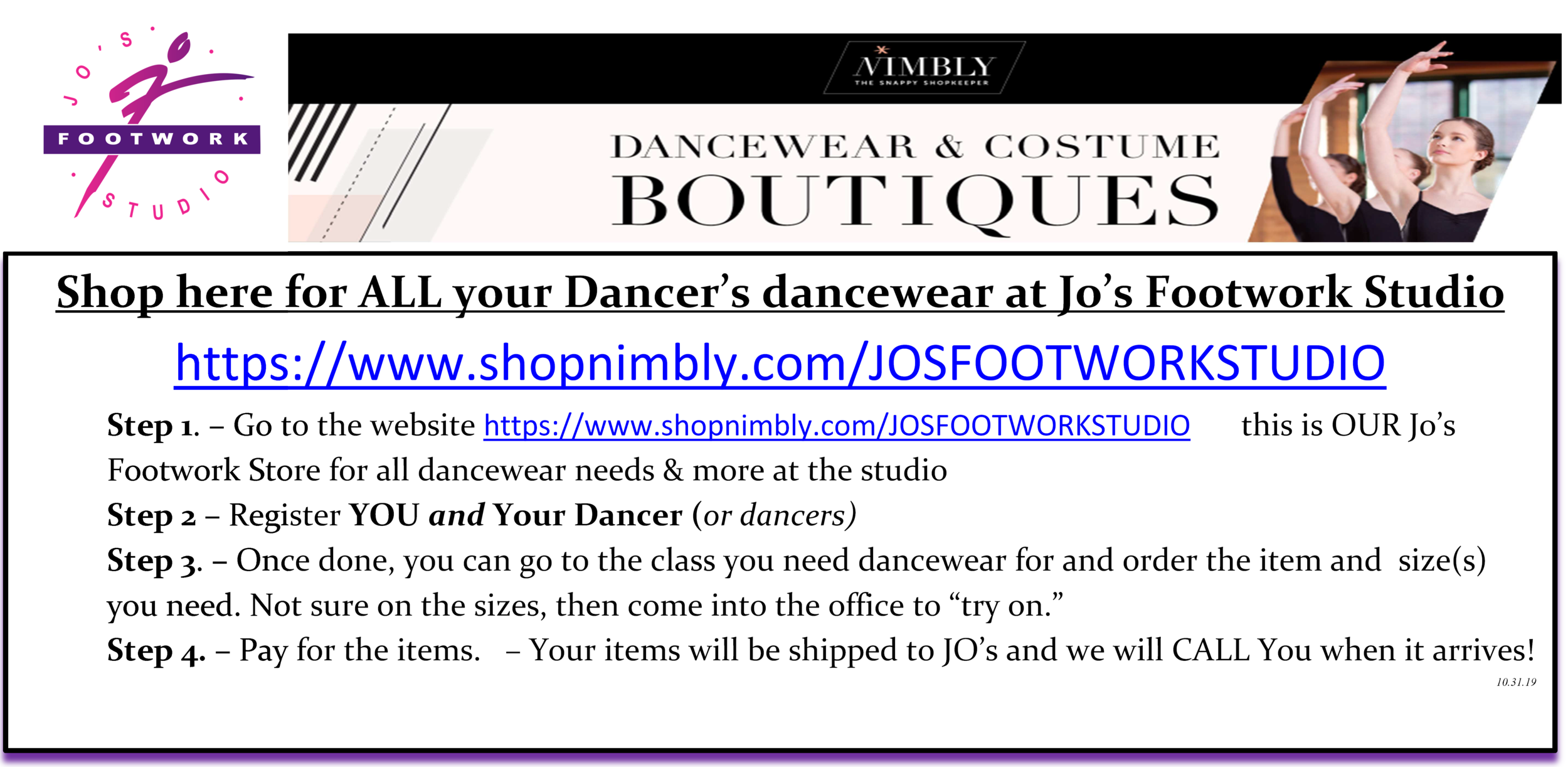 Policies, Attire, Buy Dancewear — Jo’s Footwork Studio