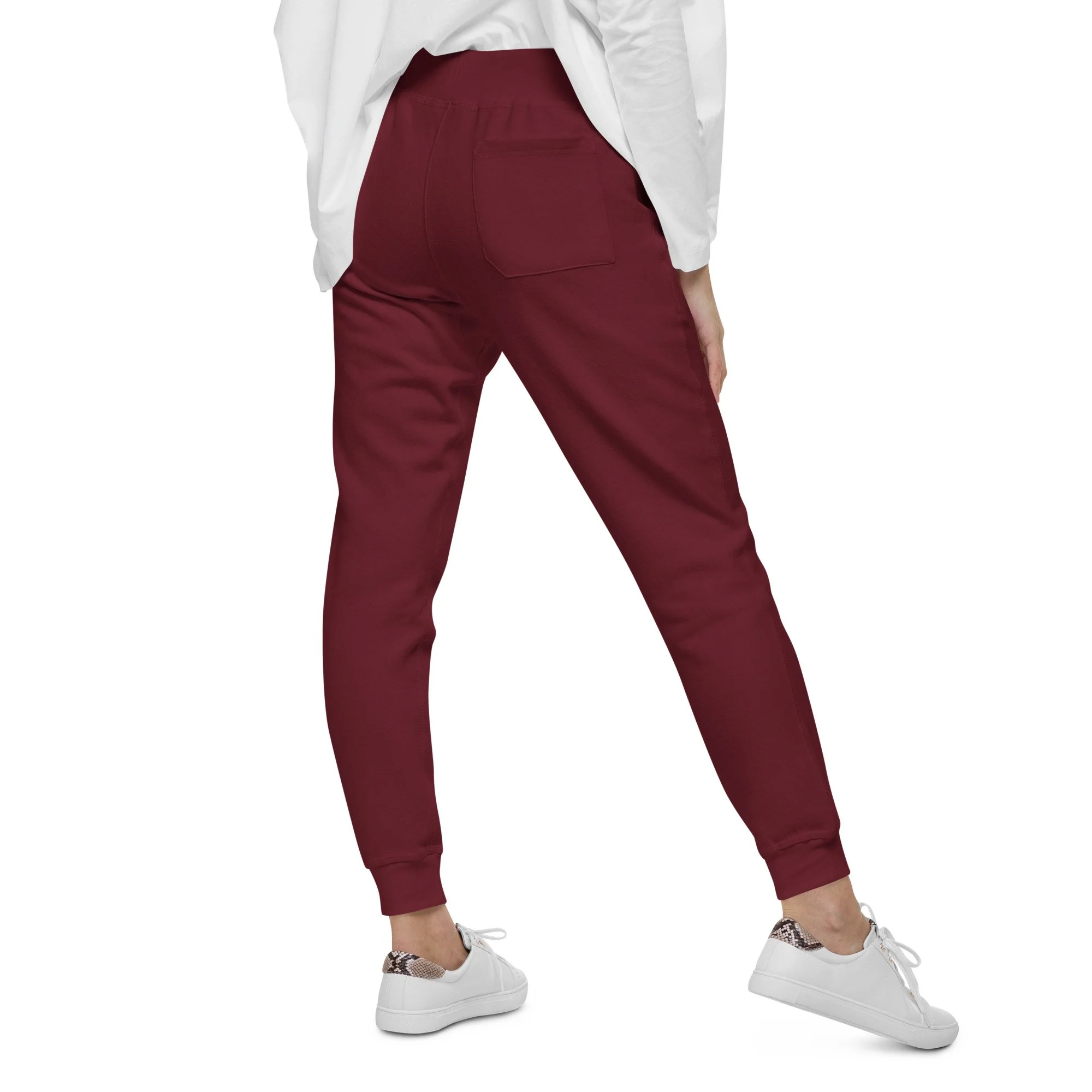 unisex-fleece-sweatpants-maroon-back-68f53f84e06b1.jpg