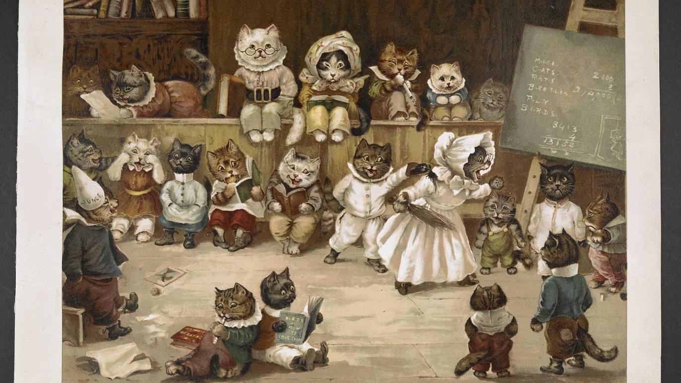 Ernest Nister 'Mrs Tabitha's Cats Academy' (1892). Image courtesy of the British Library