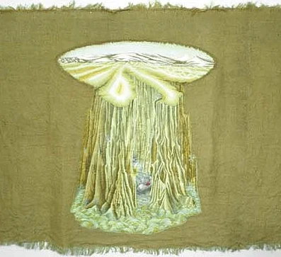 Tapestry: Mayoworth Hunt, acrylic on burlap, 1999. 36 x 48"