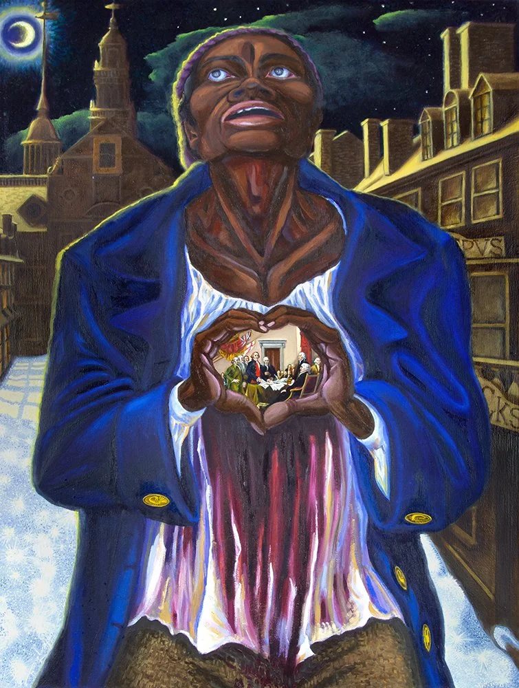 A Tradition as Old as the U.S.A (Crispus Attucks), oil on canvas, 36 x 48," 2023