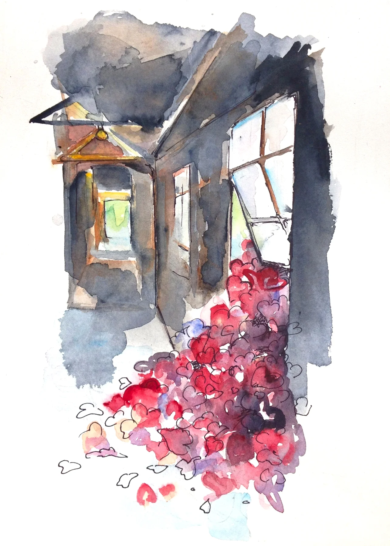  Installation proposal for site-specific installation  Watercolor and pen on paper  2013 