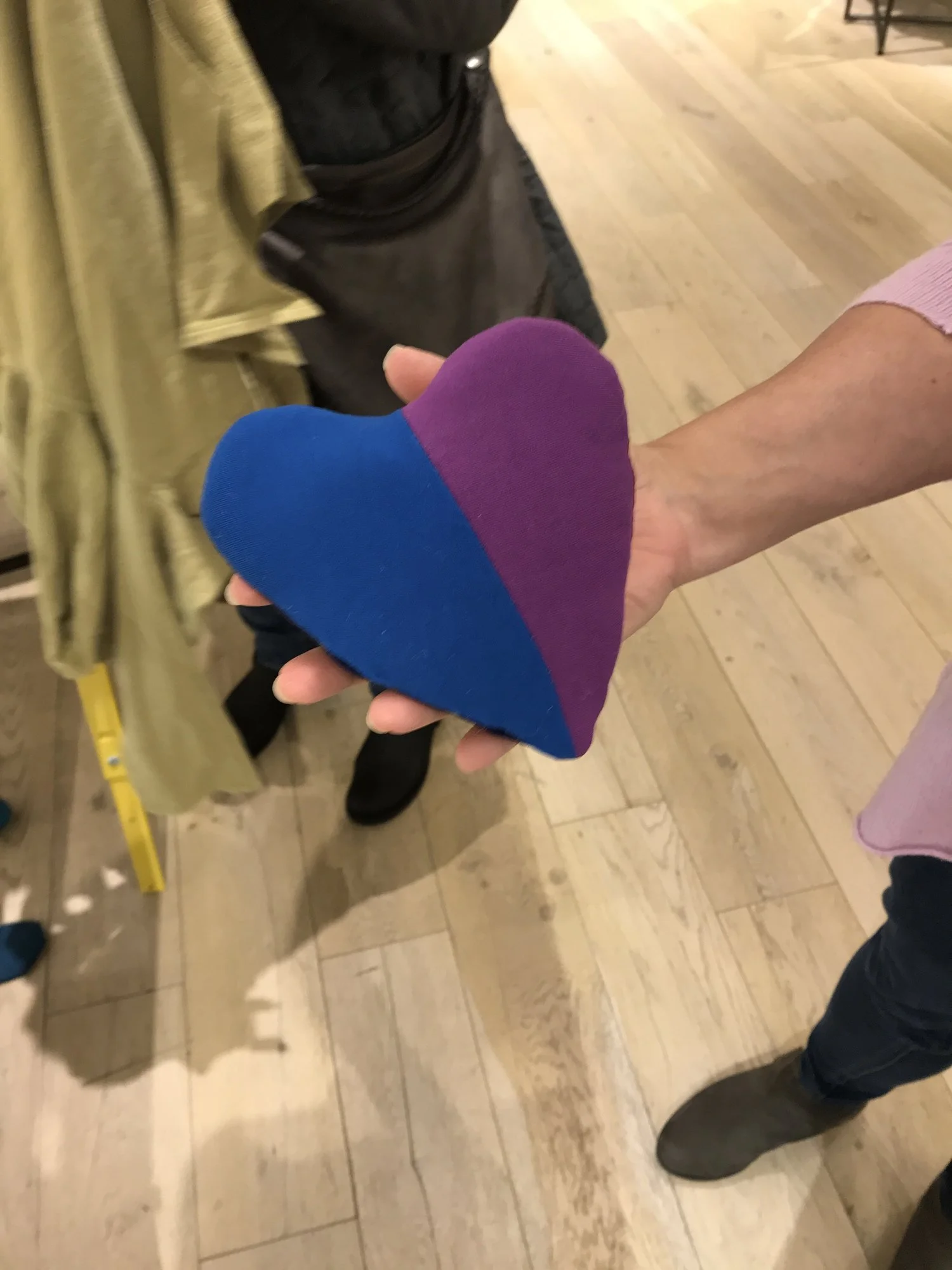  "Making Space" attendee's finished 4 color heart soft-sculpture 