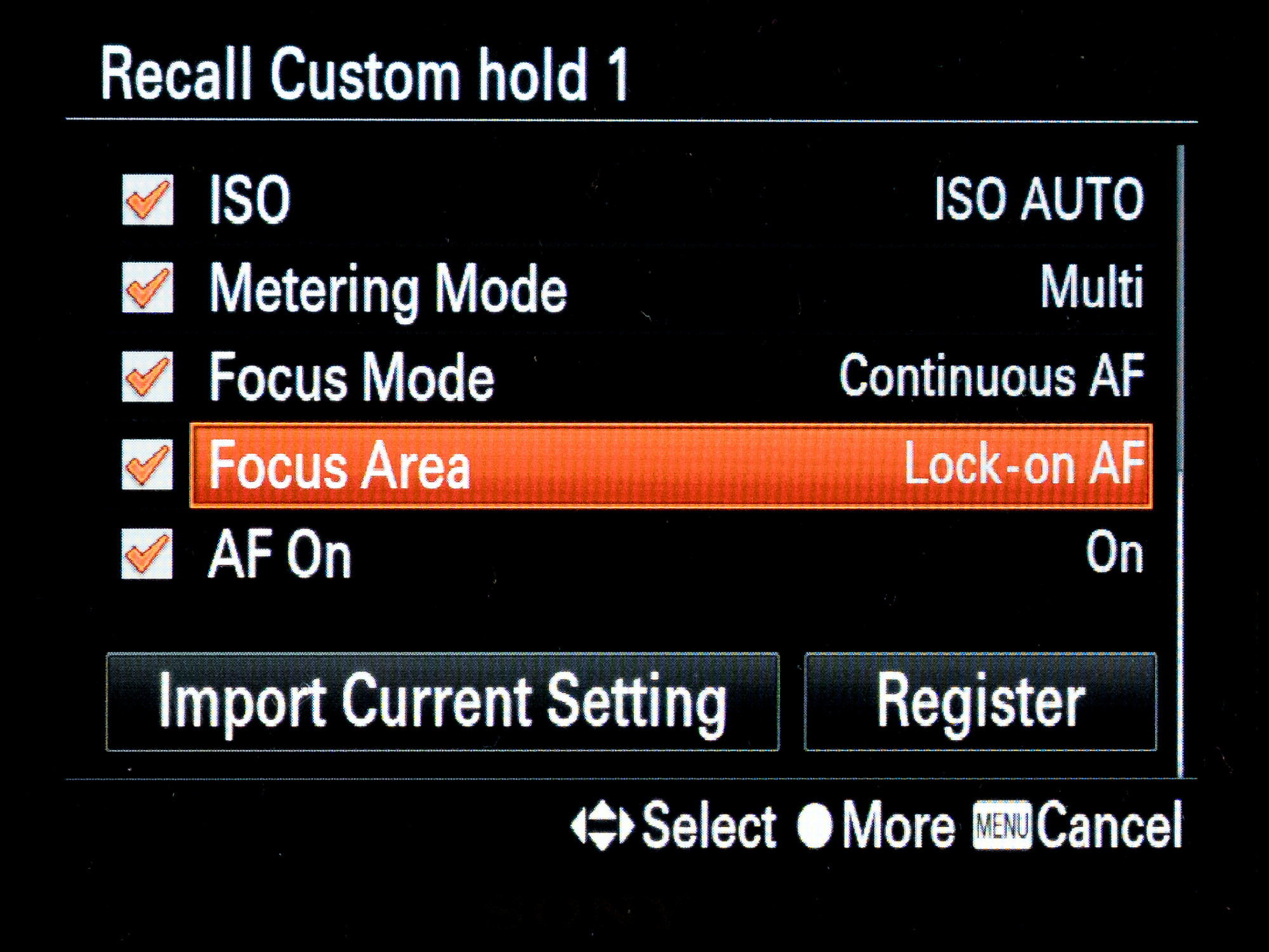 Sony A7Riii recall custom hold