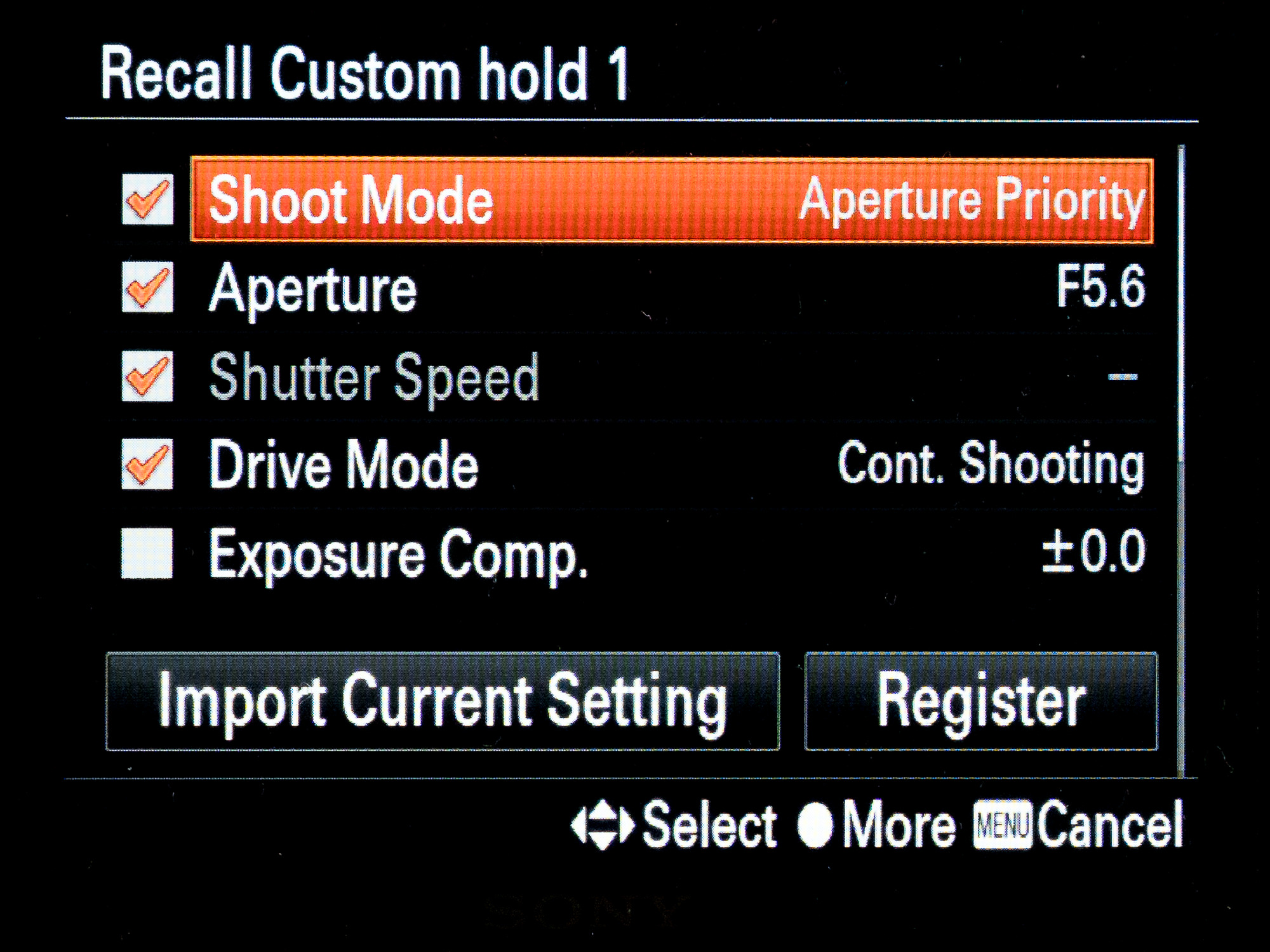 Sony A7Riii recall custom hold 2