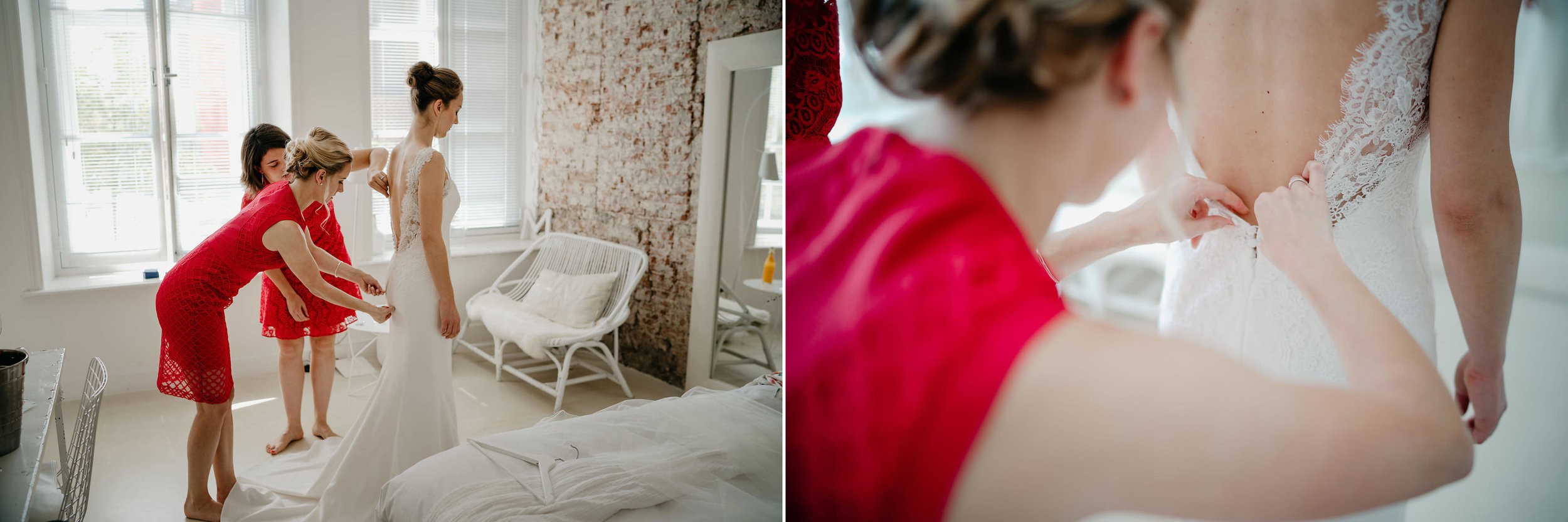 Bruid klaarmaakt trouwerij bruiloftfotograaf Mark Hadden