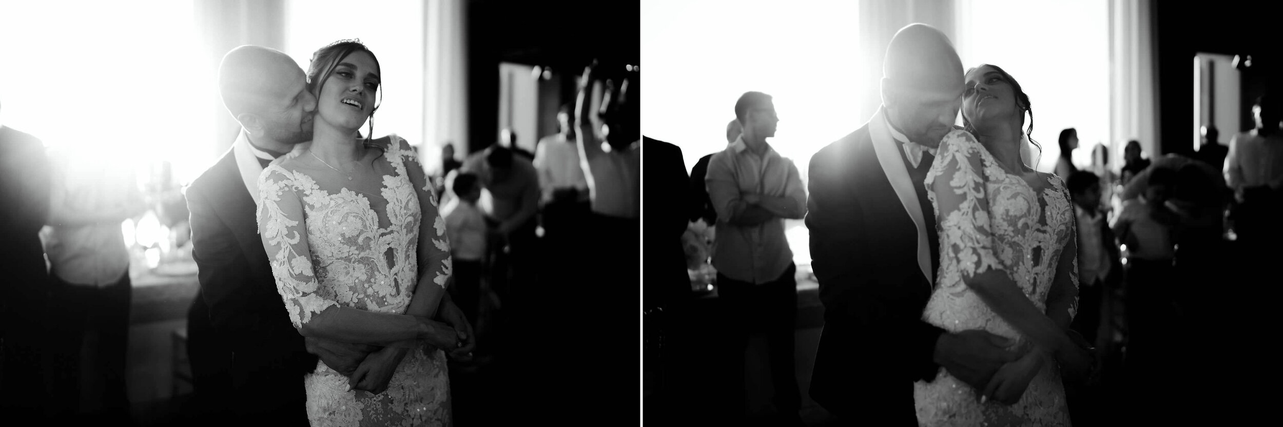 photo of the wedding couple at the first dance of the wedding in the amsterdam adam toren loft