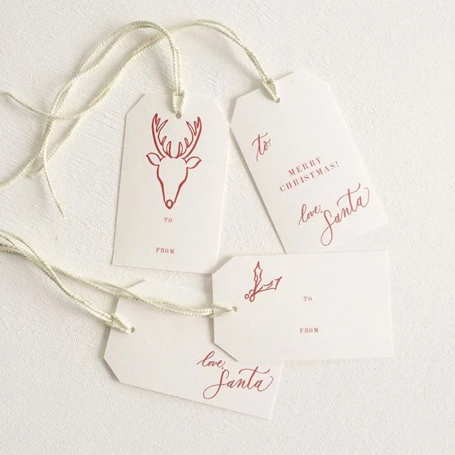 Christmas in September #holidaytags #gifttags #christmas #christmasgifts #calligraphy #handwritten #handdrawn #lovesanta