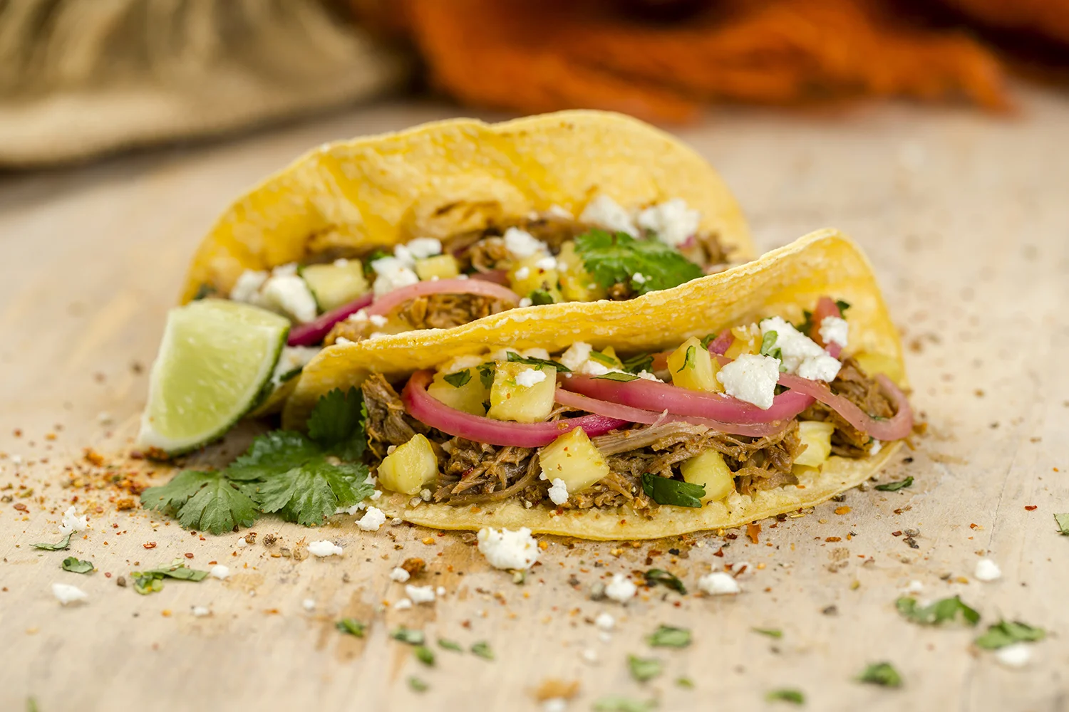 Slow cooker pulled pork carnitas.