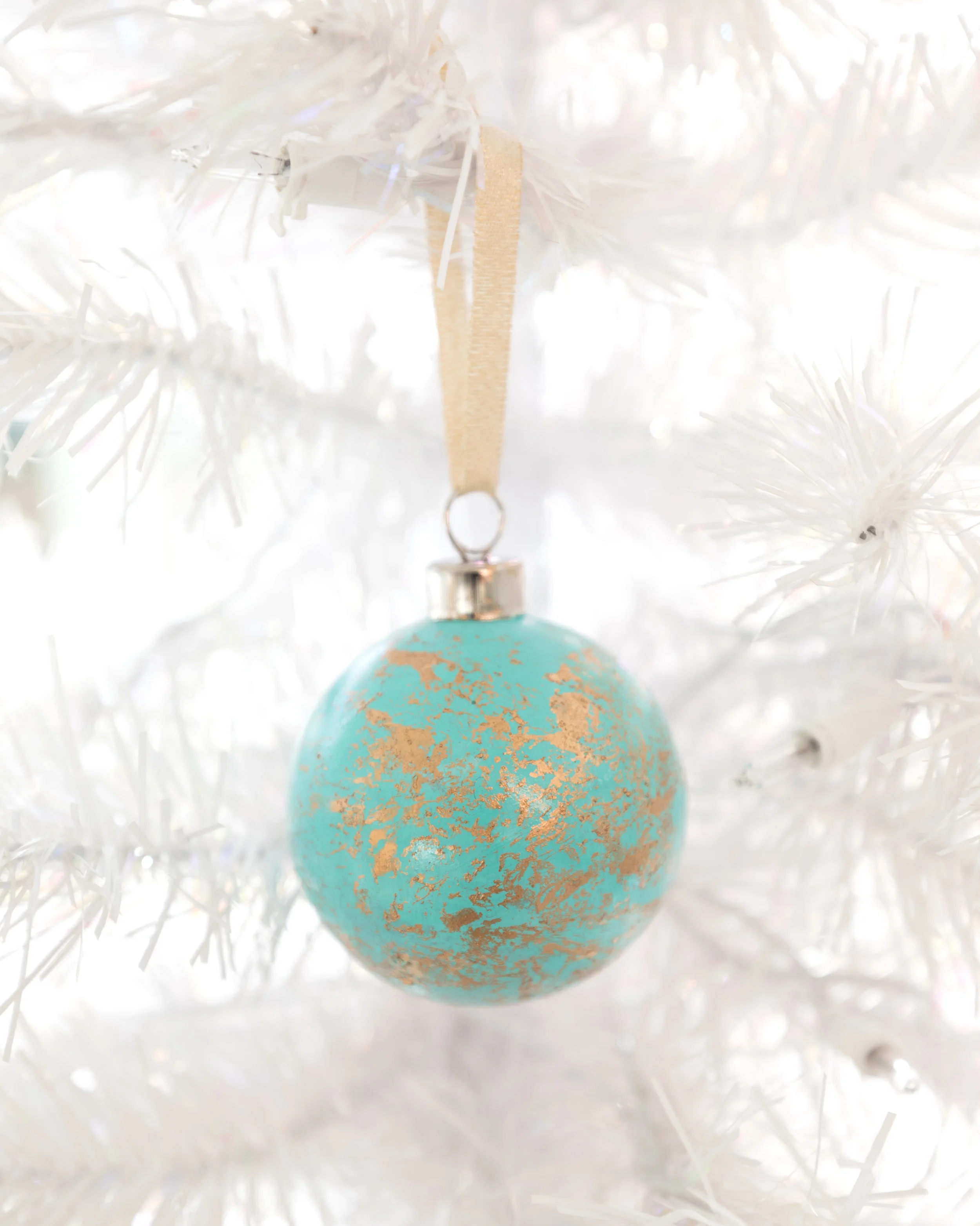 Teal + Gold, Hand Painted Ceramic Ornament