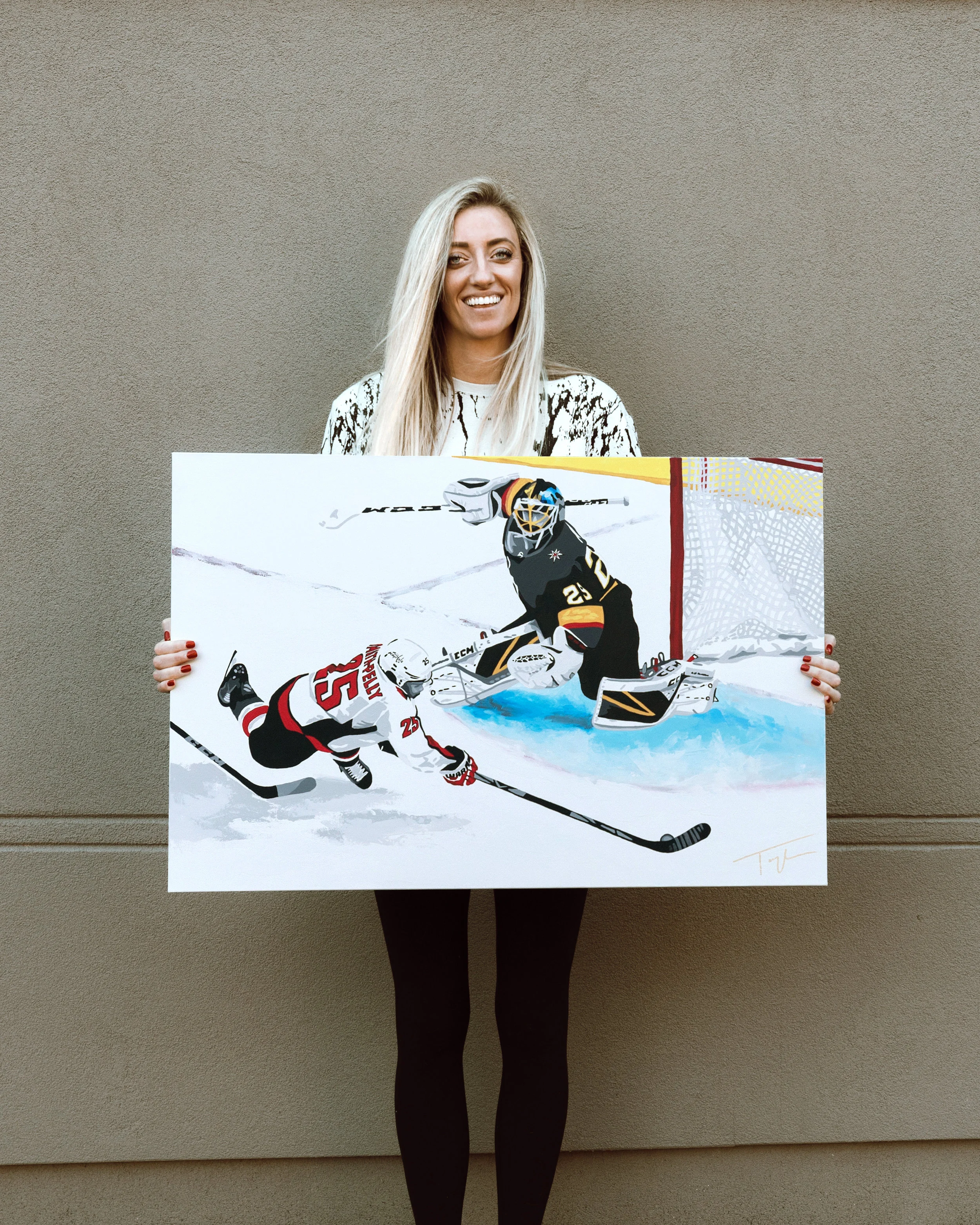 Painting of Devante Smith-Pelly by Taylor Kampa Olson