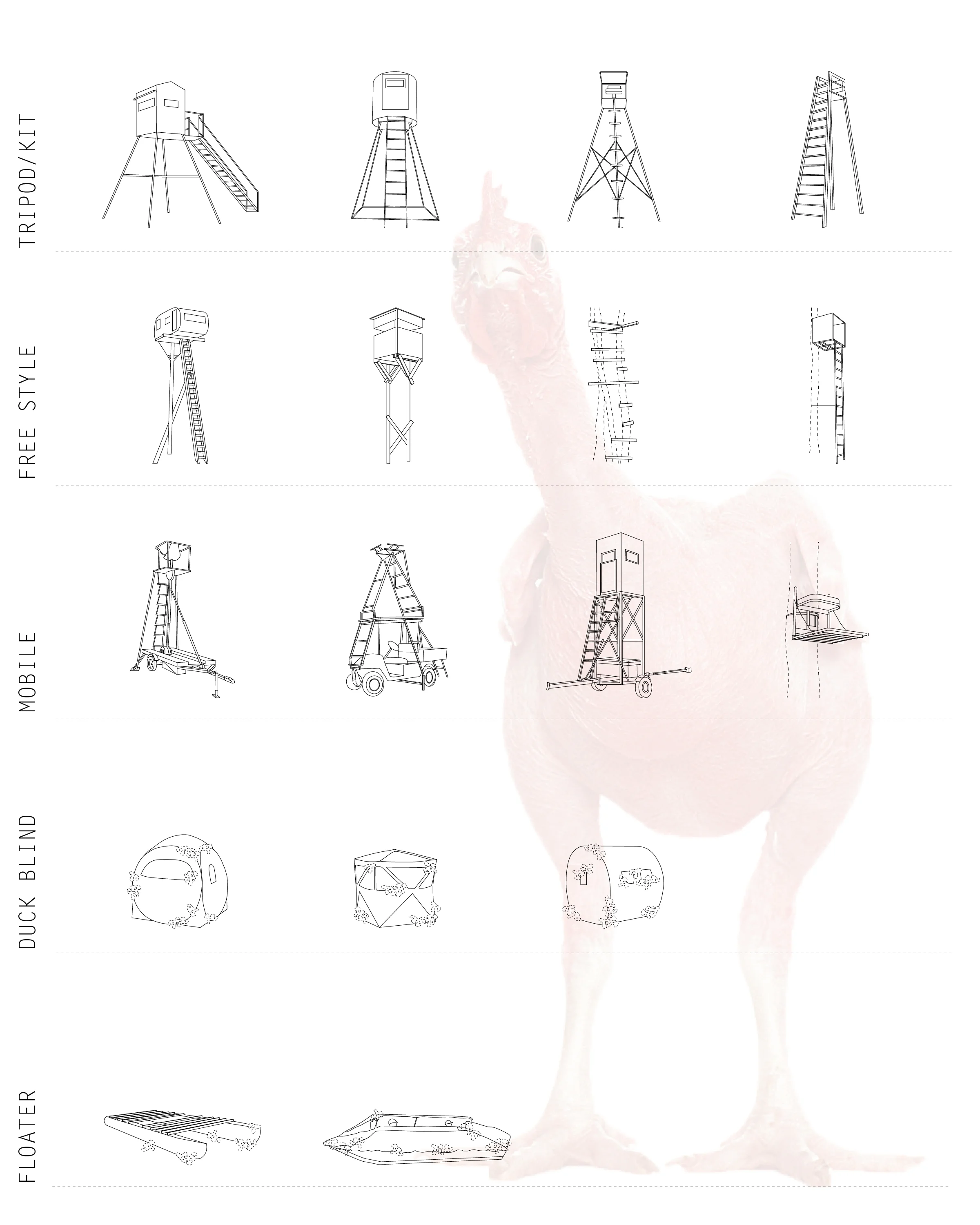 Figure 10. Deer Stand typology study, graphic assistance by RA Chelsea Silvia.