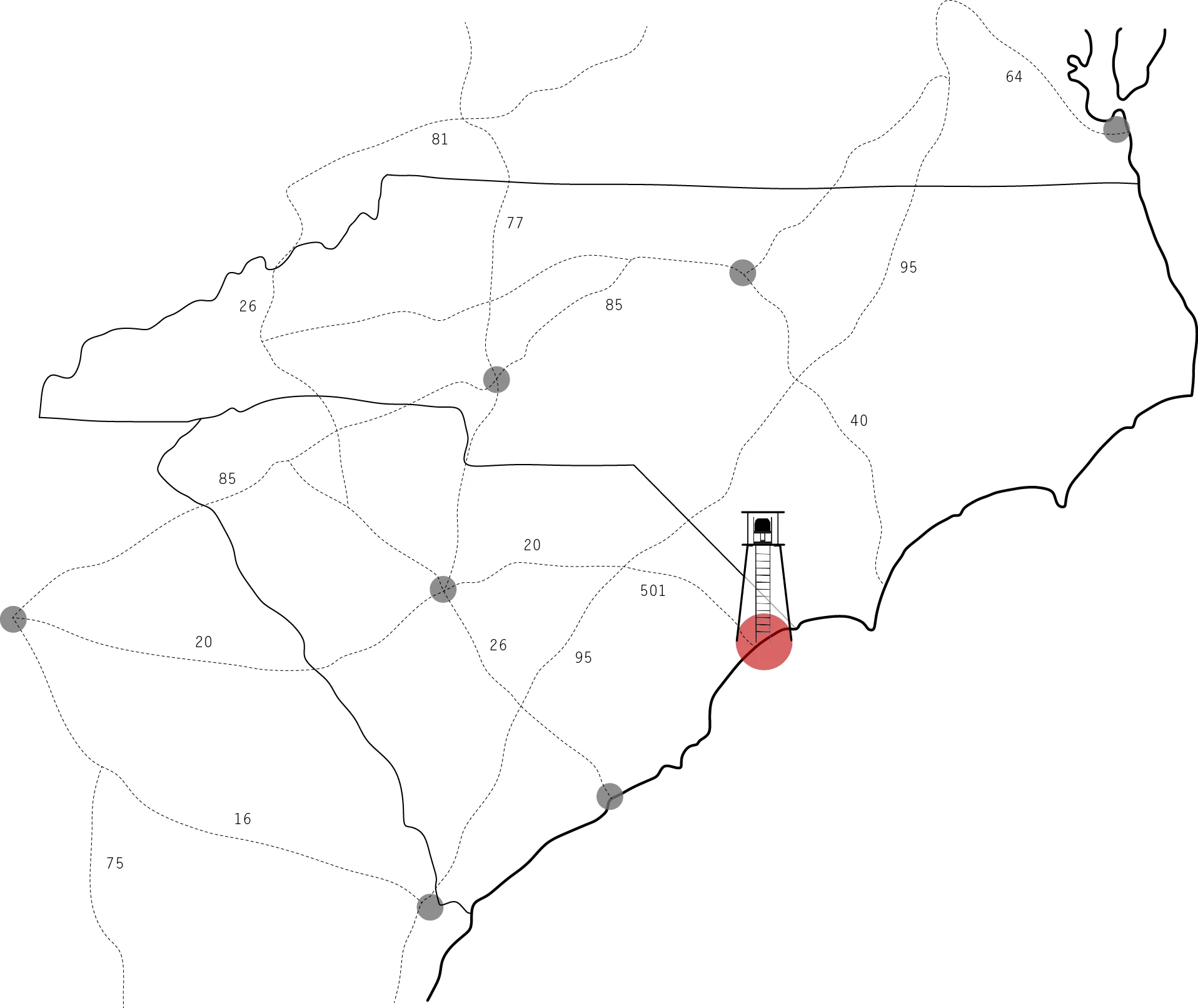 Figure 11. 10 Mile Stretch along HWY 17 in Myrtle Beach, SC, a popular biking strip, graphic assistance by Chelsea Silvia.
