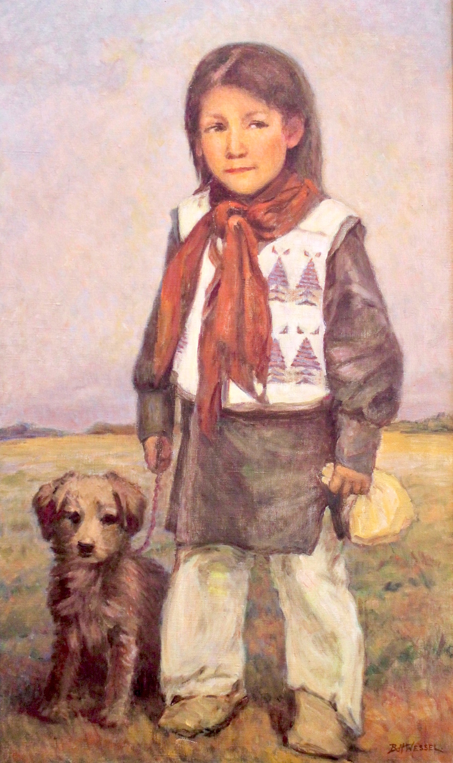 SOLD. "Indian Boy with Puppy"