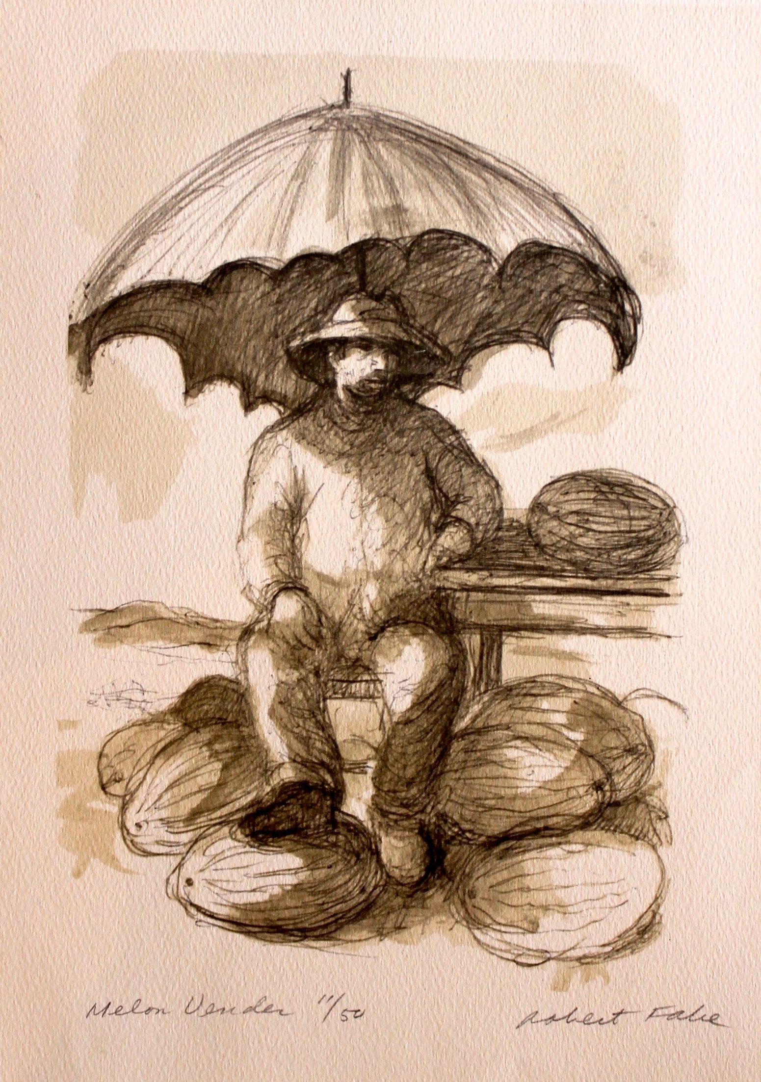 "Melon Vendor", print ed. 11/50, 13.5x11 in