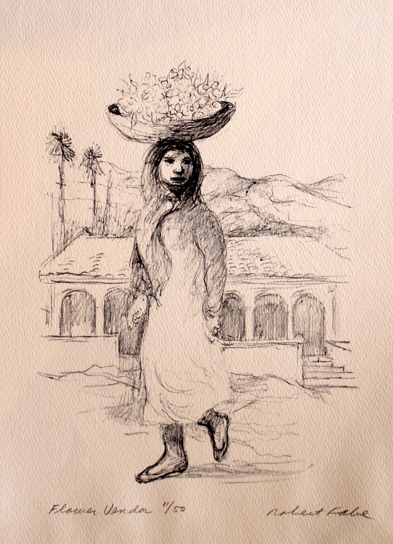 "Flower Vendor", print ed. 11/50, 13.5x11 in