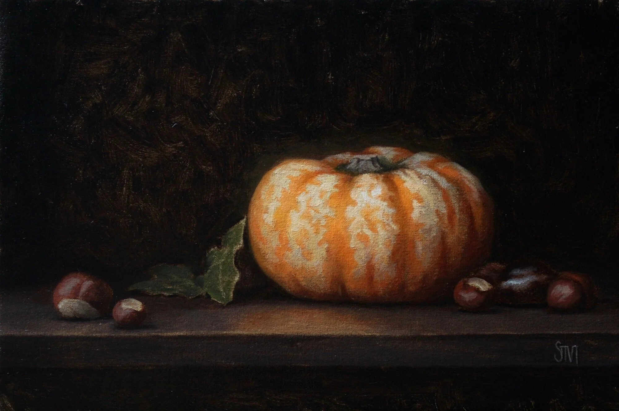 Sarah Margaret Gibson, Winter Gourd with Buckeyes