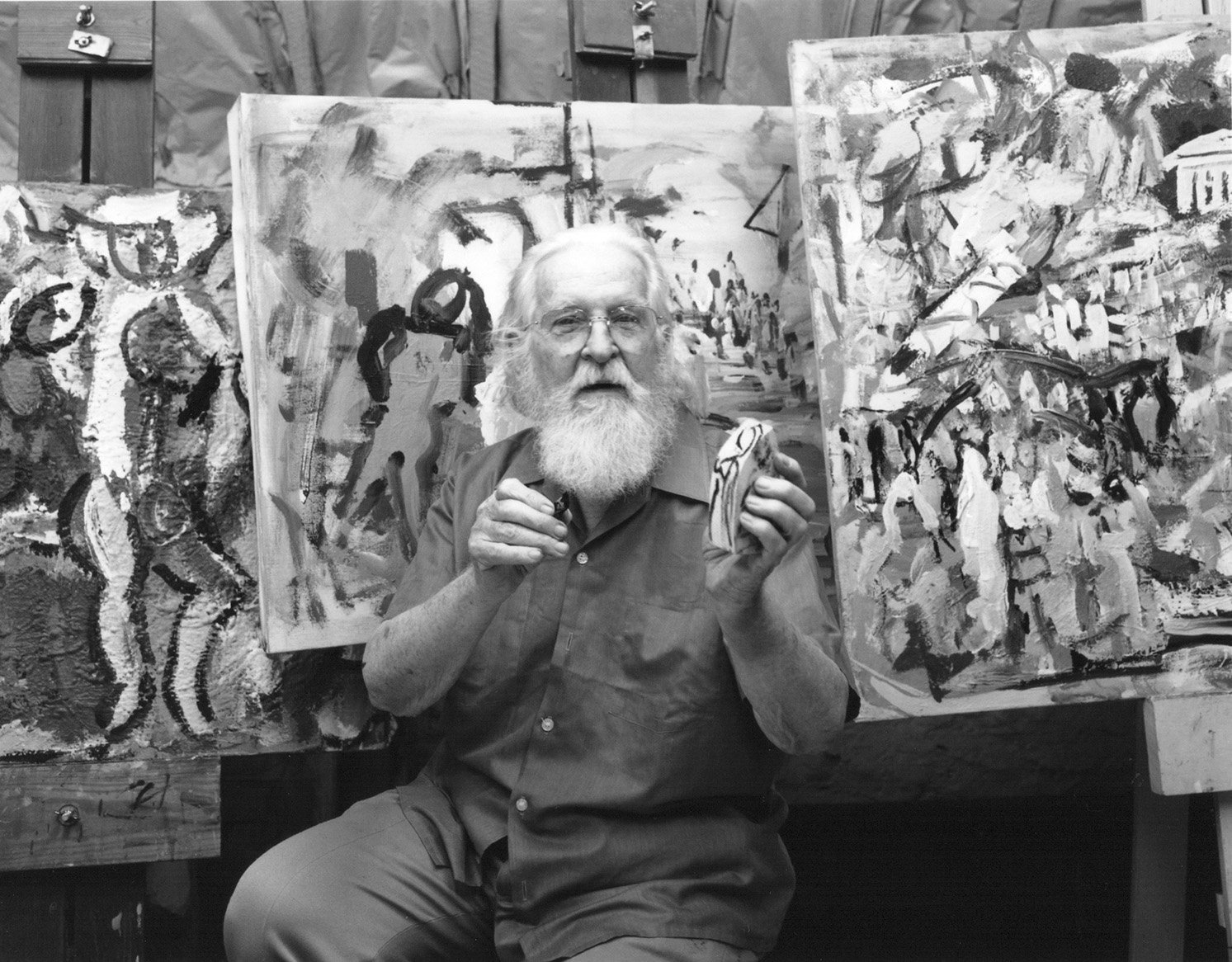   Paul Chidlaw in His Studio, 1985. Courtesy of Cal Kowal.  