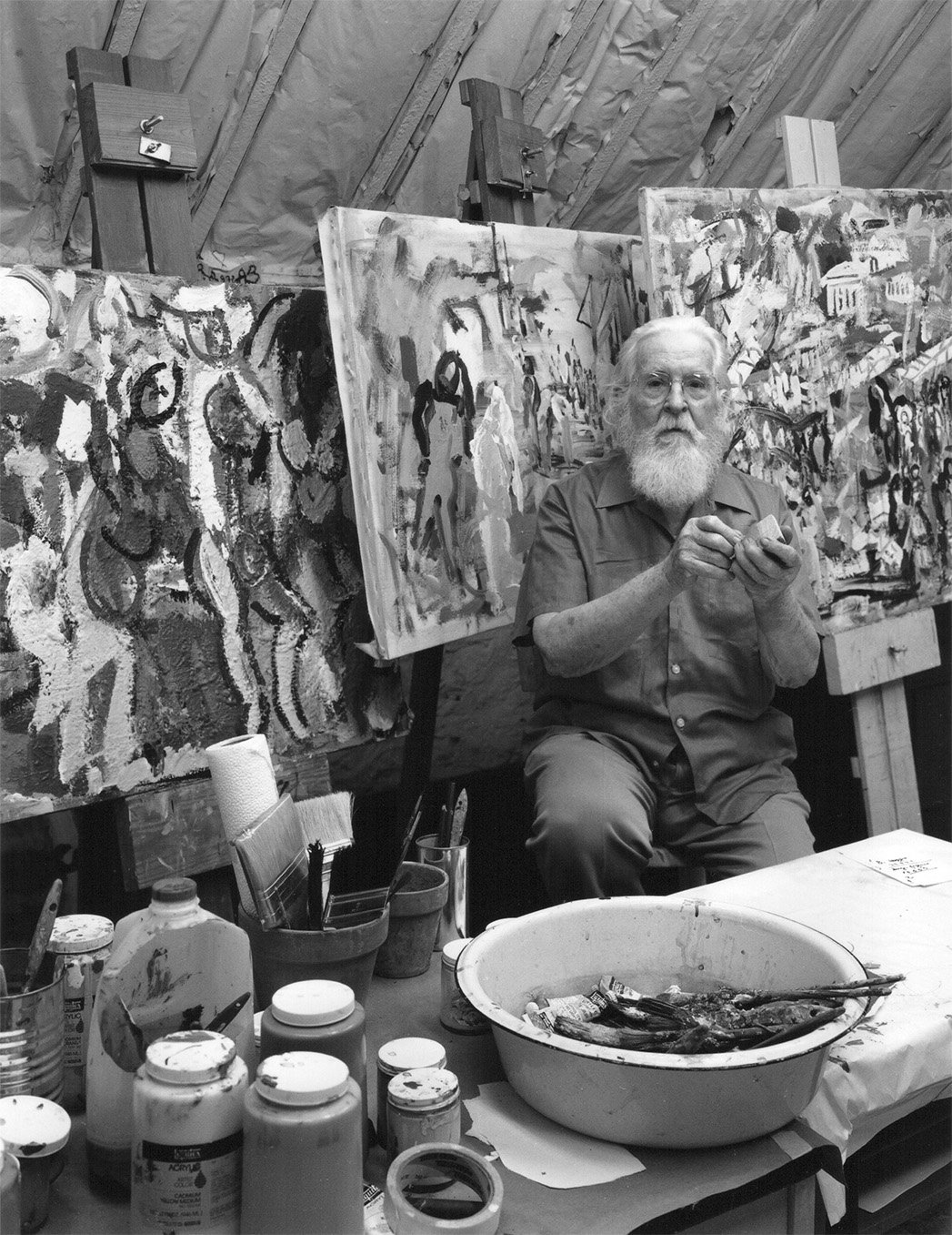   Paul Chidlaw in His Studio, 1985. Courtesy of Cal Kowal.  