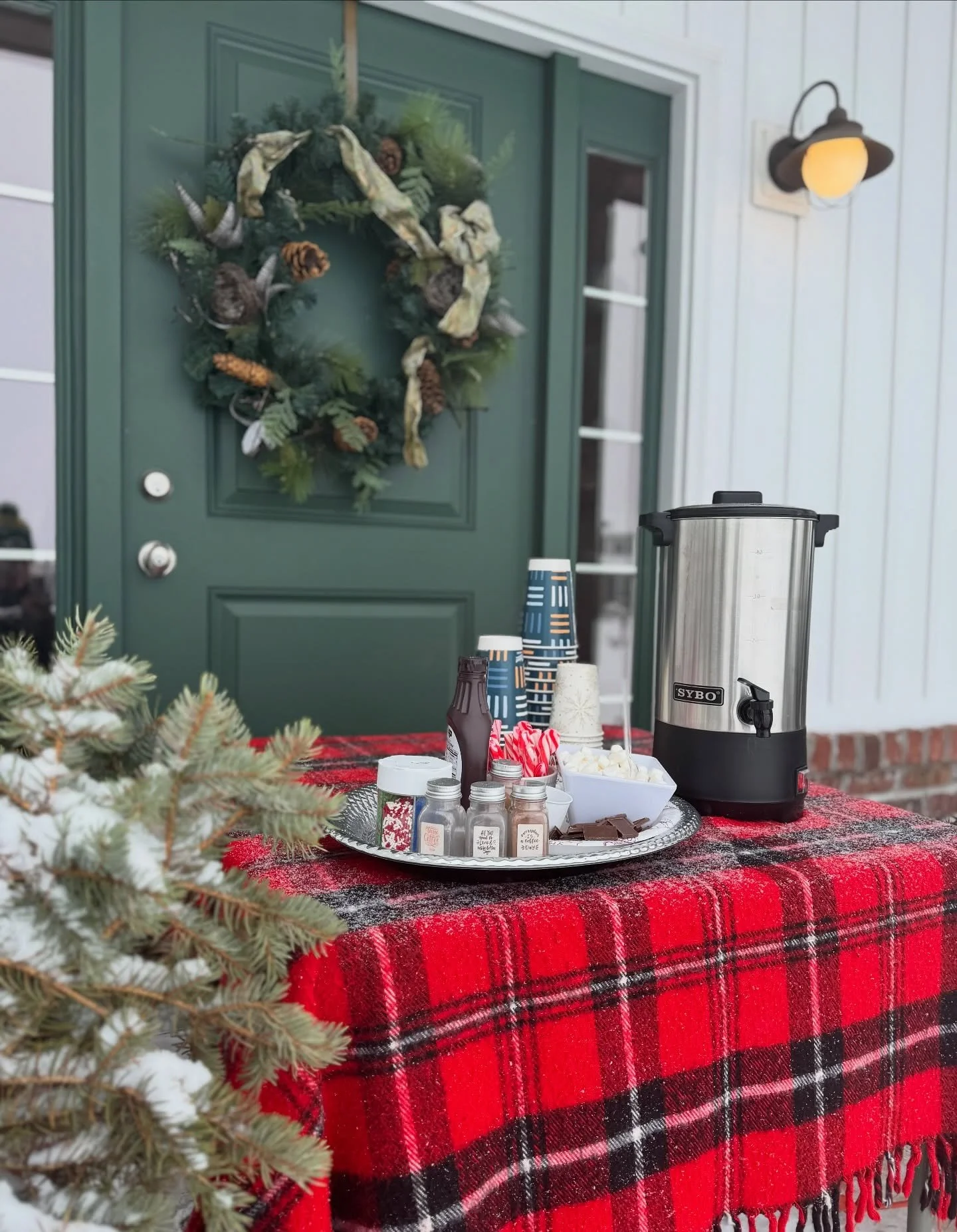 Front porch hot cocoa bar on this snow day! ❄️