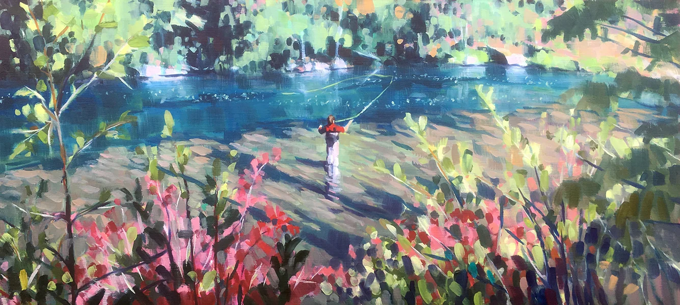 Free Time Fly Line / 10" x 22" / oil on panel / 2019