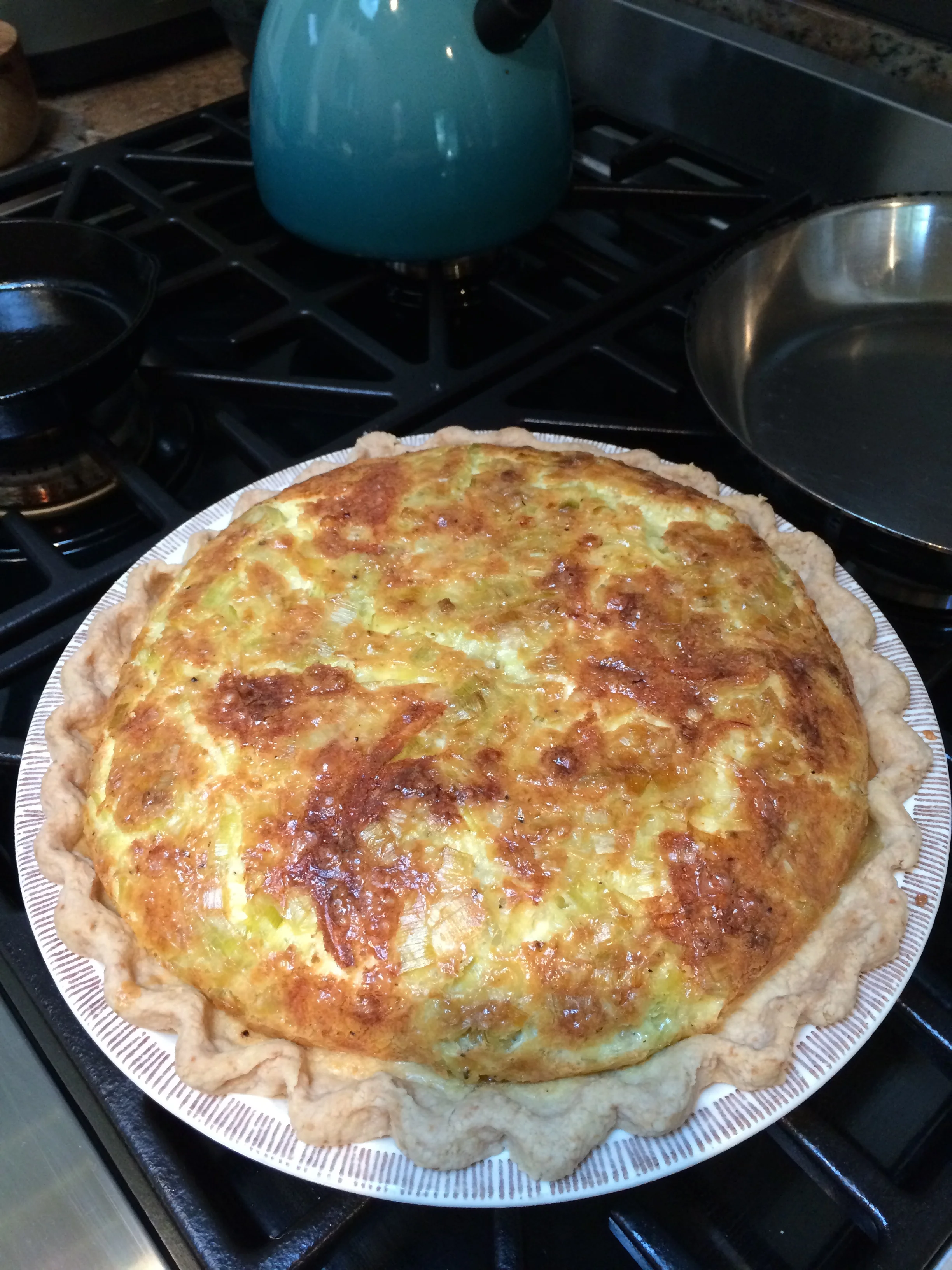Quiche Lorraine in my grandmother's strawberry pie plate.