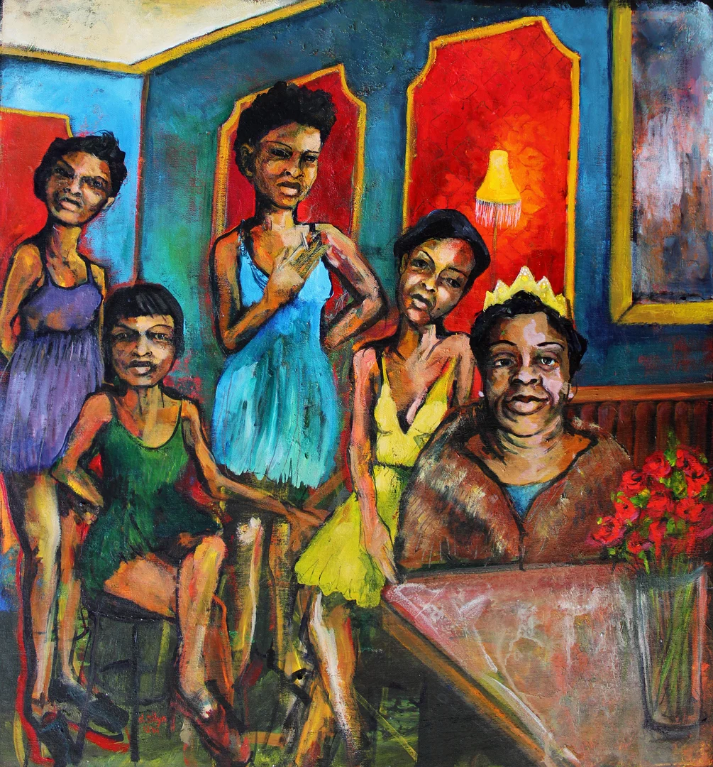 Odessa and Her Yella Gals - Acrylic on canvas, 28" x 30" 