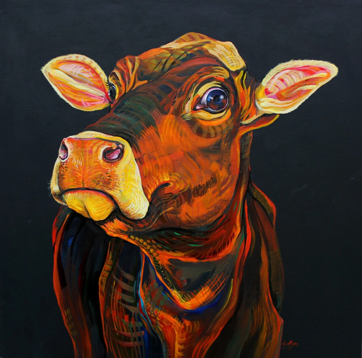 “Cow (Moo, Not Meat),” acrylic on canvas, by Dana Ellyn