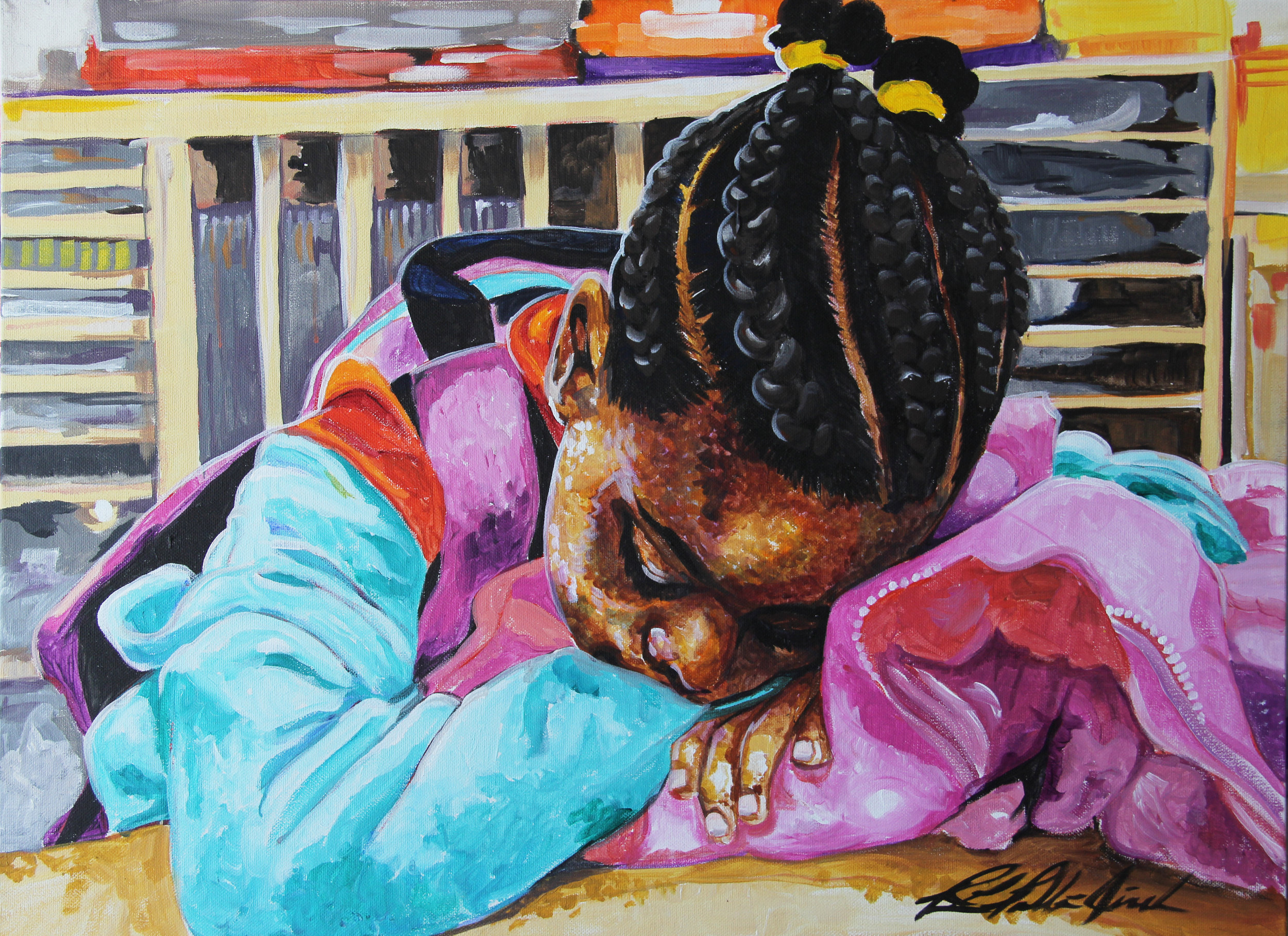 Zoie's Melancholy - Acrylic on canvas, 24x18" by Reshada Pullen-Jireh