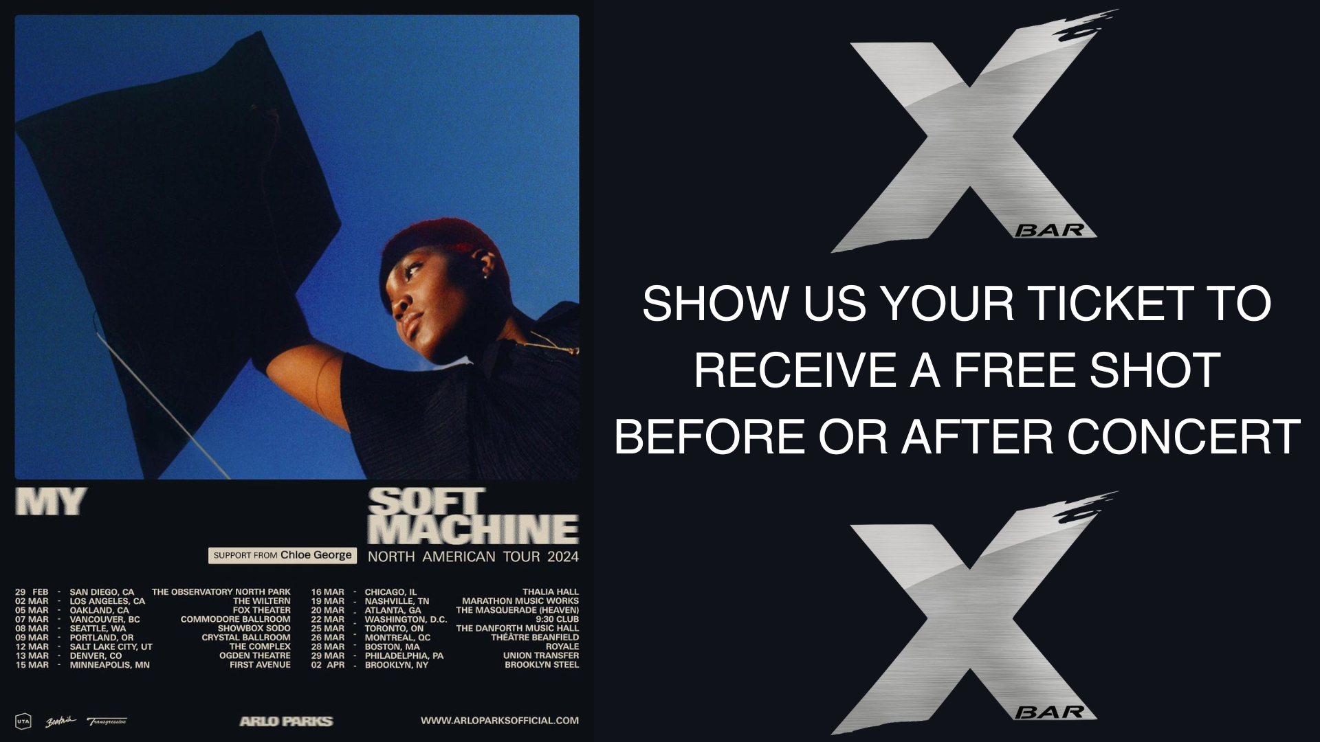 SHOW US YOUR TICKET TO RECEIVE A FREE SHOT BEFORE OR AFTER CONCERT.png