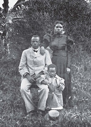 John Chilembwe with his wife, Ida, and daughter, Emma (ca. 1910-1914). 