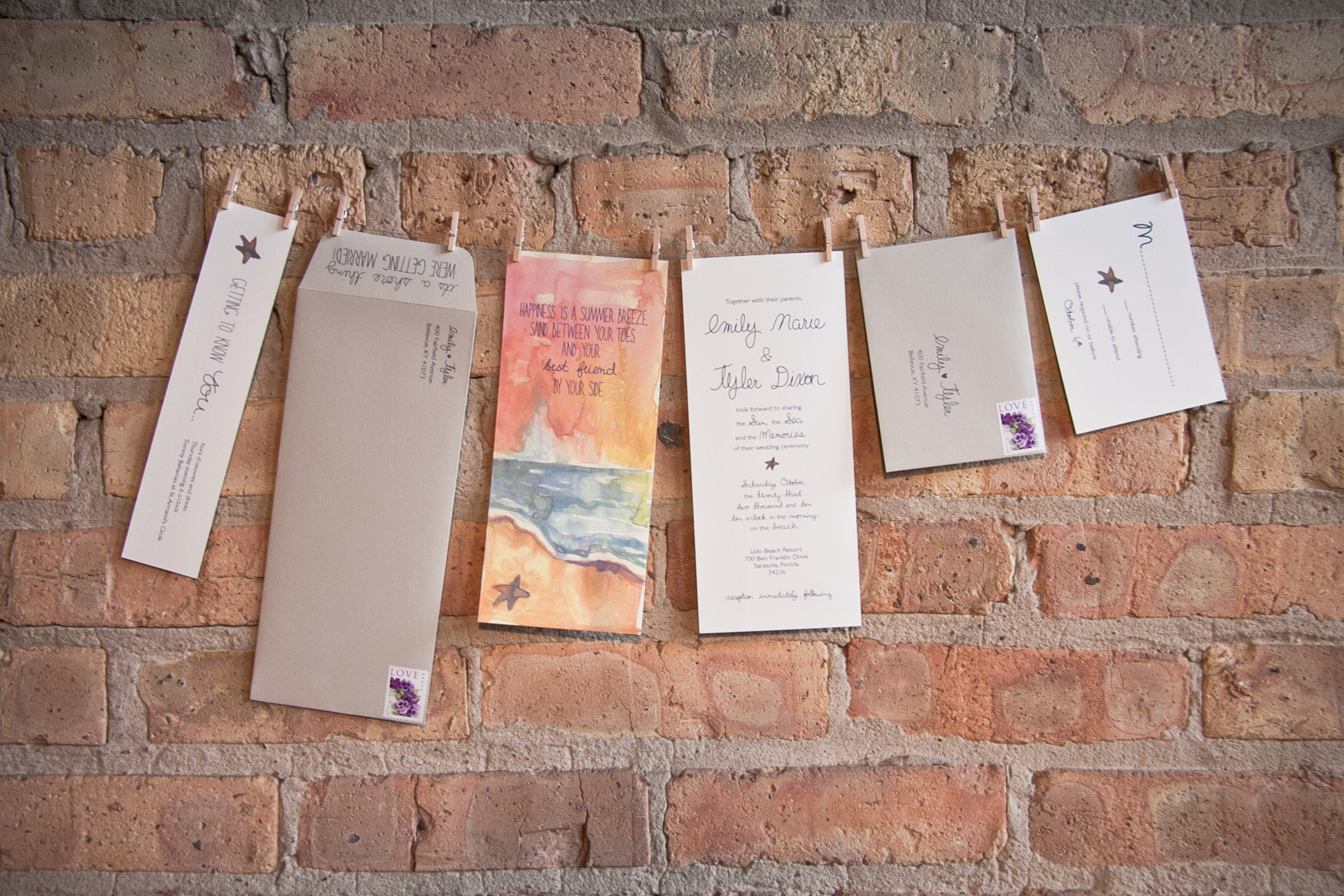  Image of a wedding invitation suite featuring an invite card, and RSVP card 