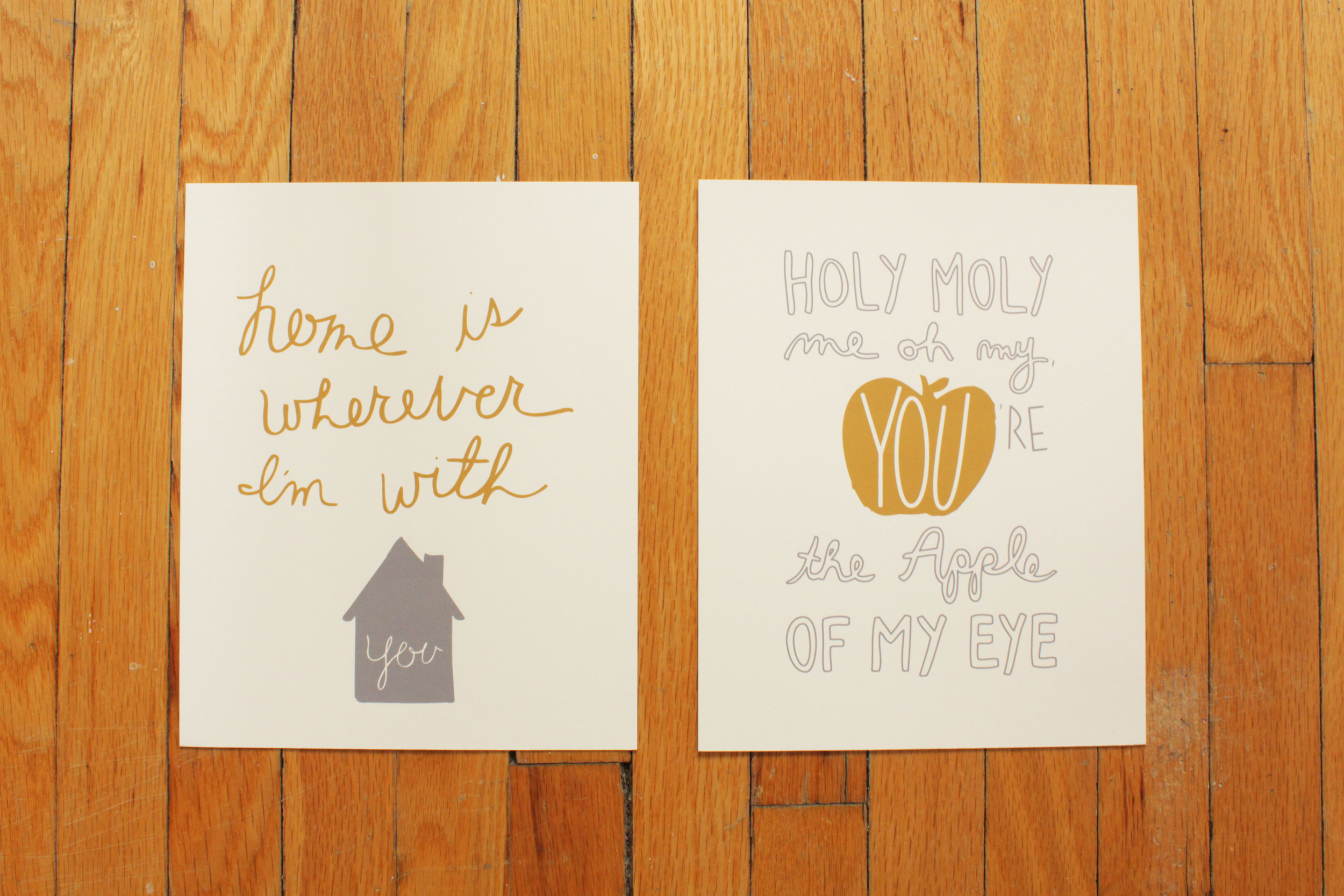  Image of two custom designed art prints featuring lyrics from “Home” by Edward Sharpe and the Magnetic Zeros 