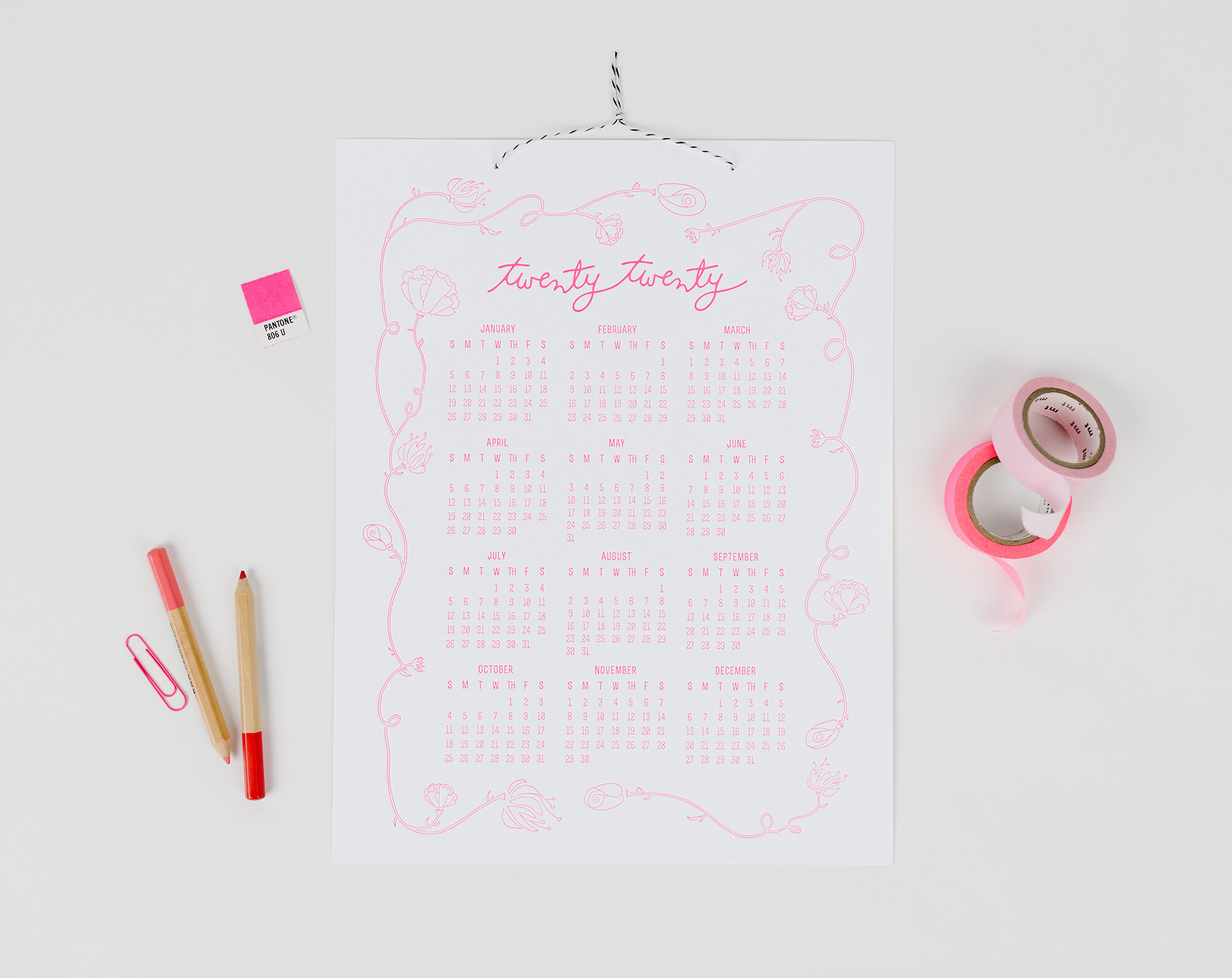 Bennet 2020 letterpress wall calendar