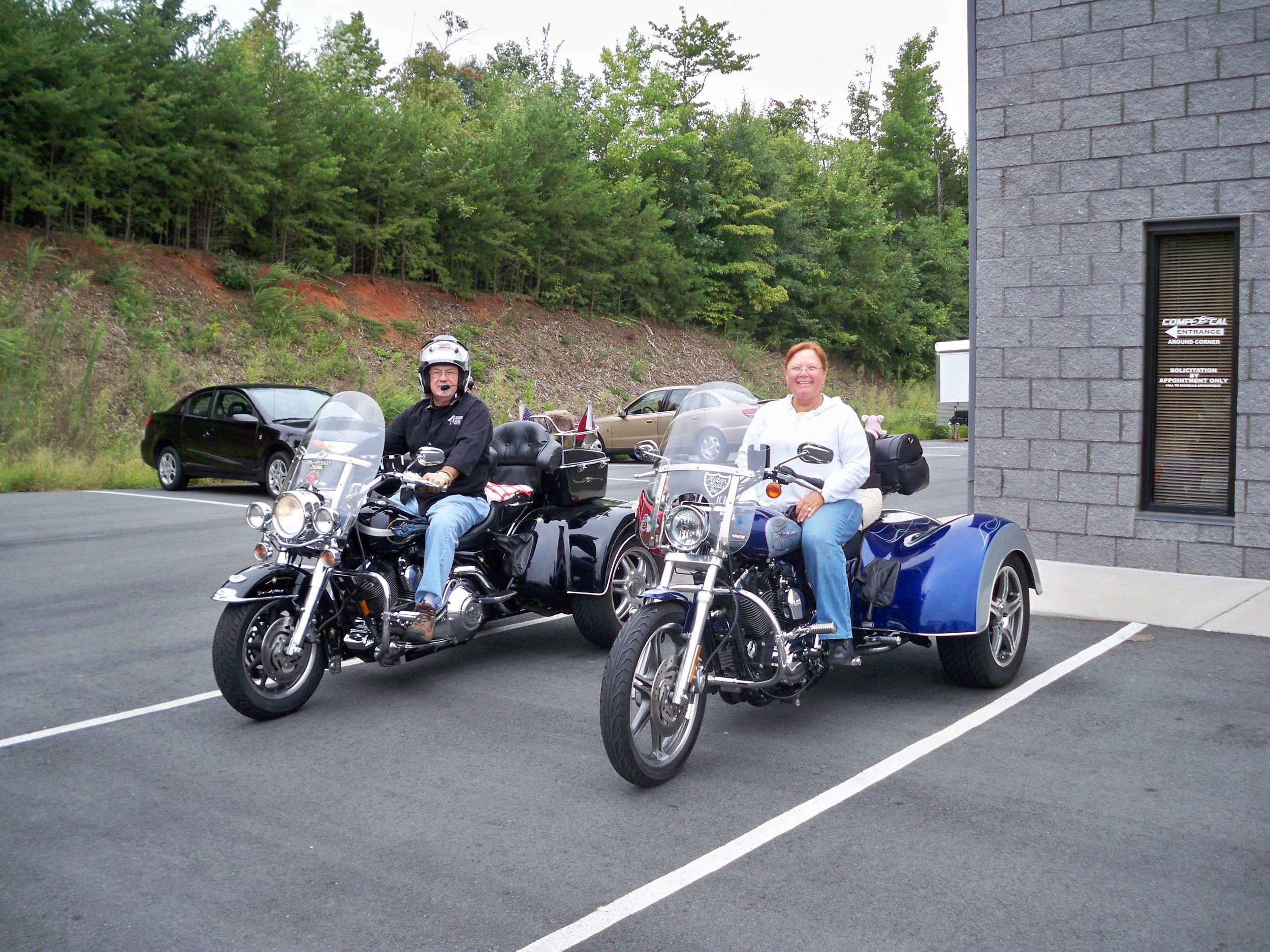 Husband and wife trike riders